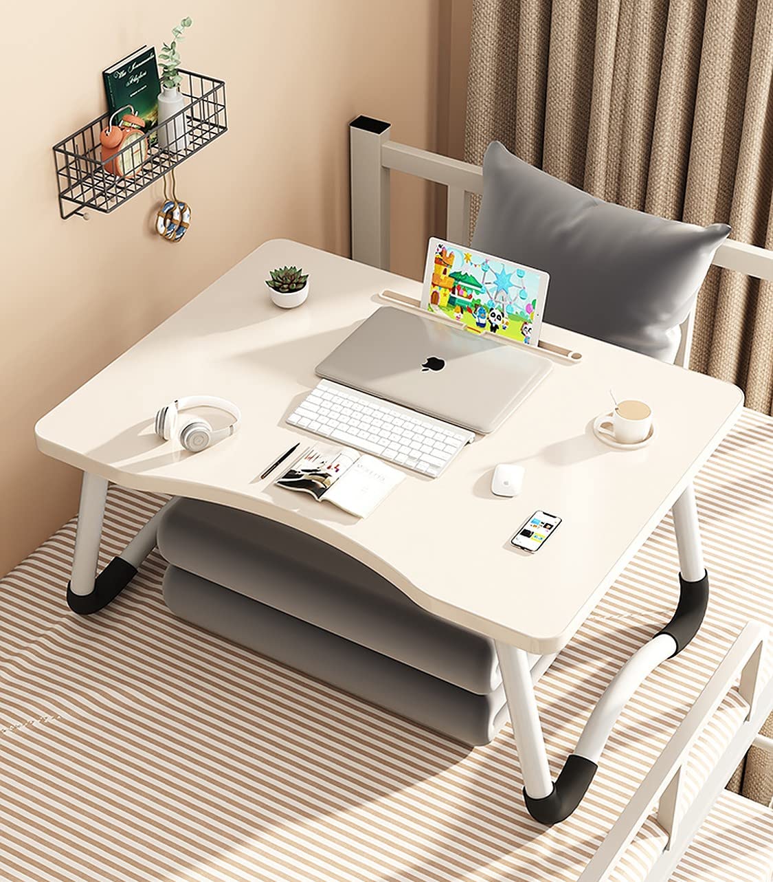 Wolpin Laptop Table Foldable Desk with Notebook Holder & Cup Holder