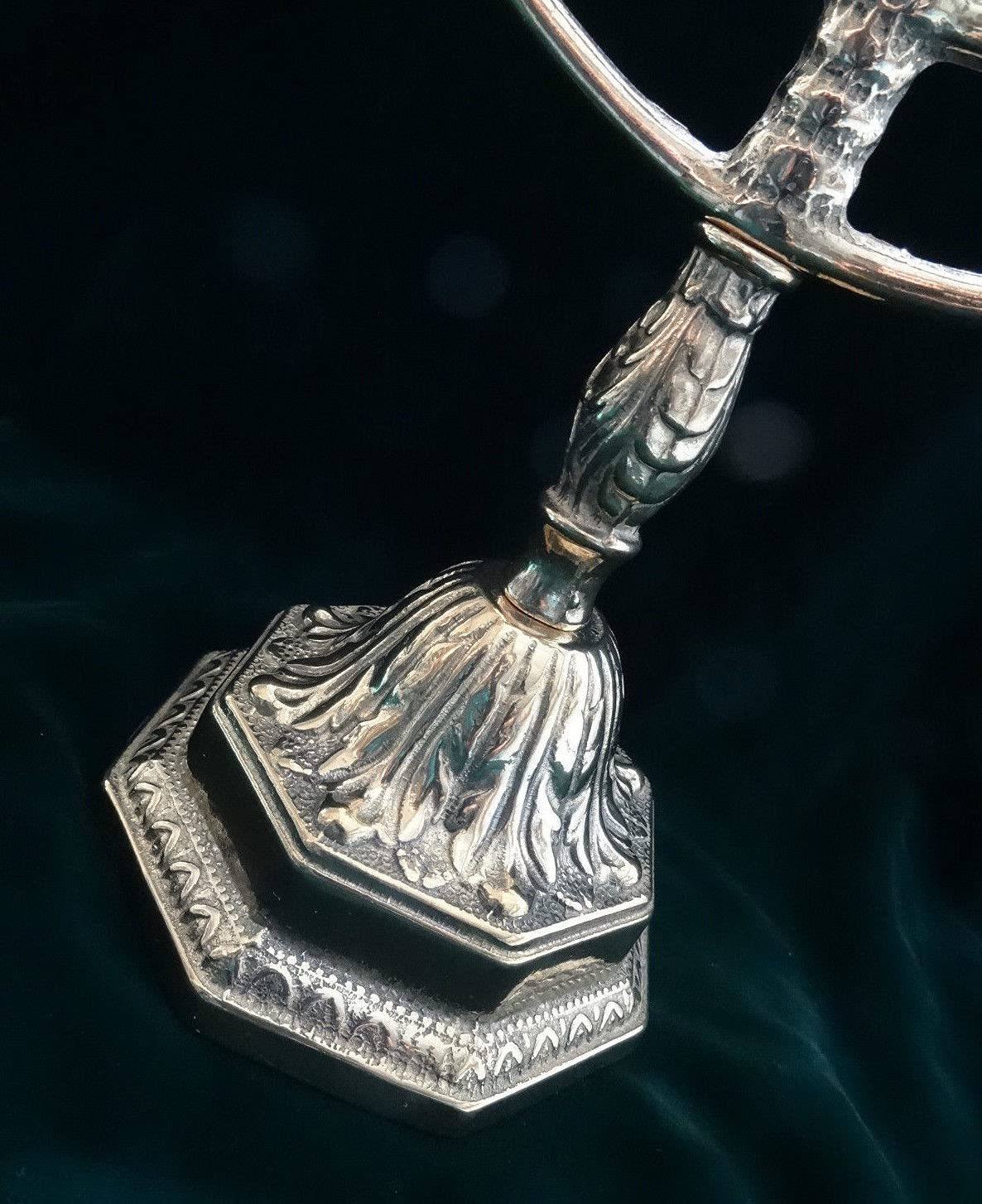 Messing KERZENSTÄNDER Ebraico Kerzenhalter Jüdische Menora Gold 7 ARM Antik Höhe ca.23 cm Davidleuchter Kerzenhalter Barock Tischleuchter Mehrarmig Tischdeko 82305