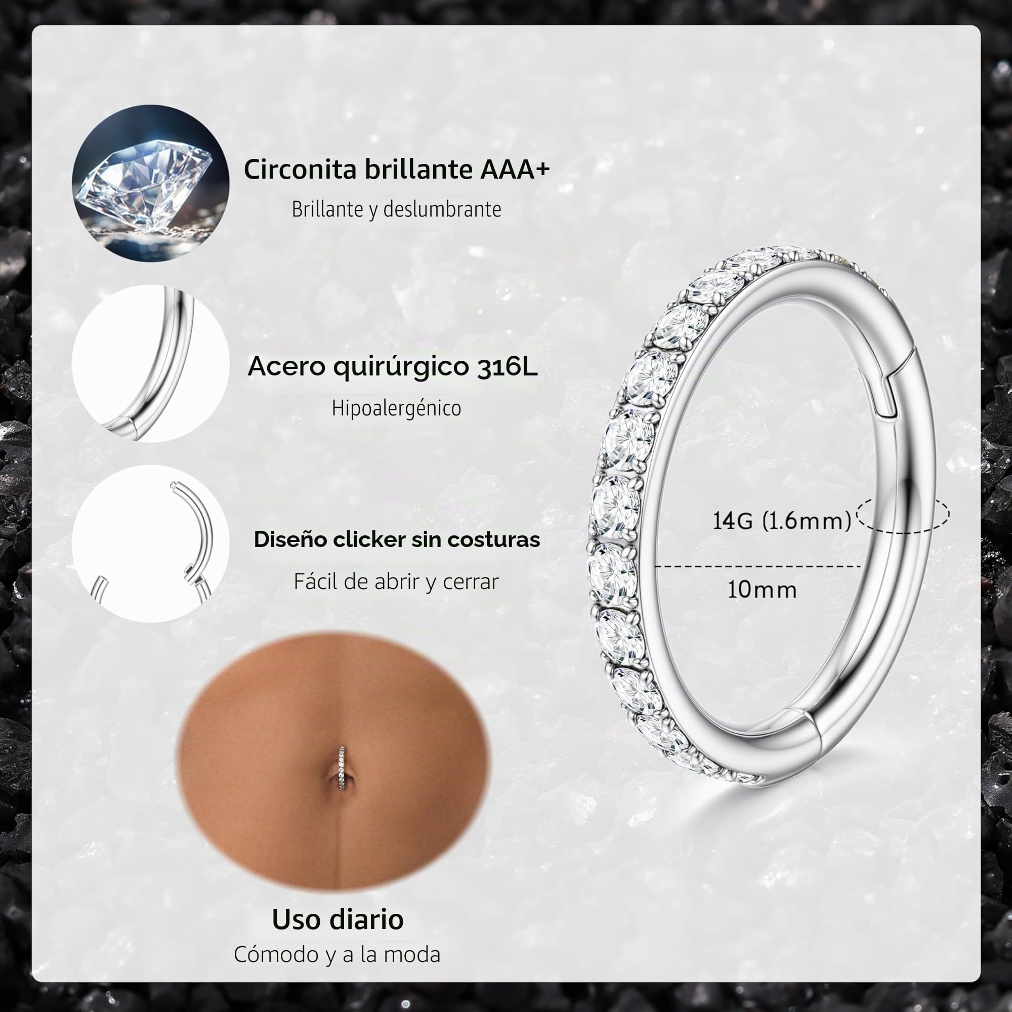 Diamday 2Pcs 14G Piercing Ombligo Acero Quirurgico Piercing Ombligo Septum Plata Mariposa Corazón Estrella Hélice Tragus Cartílago Piercings Corporal Piercings Joyas para Mujer Oro
