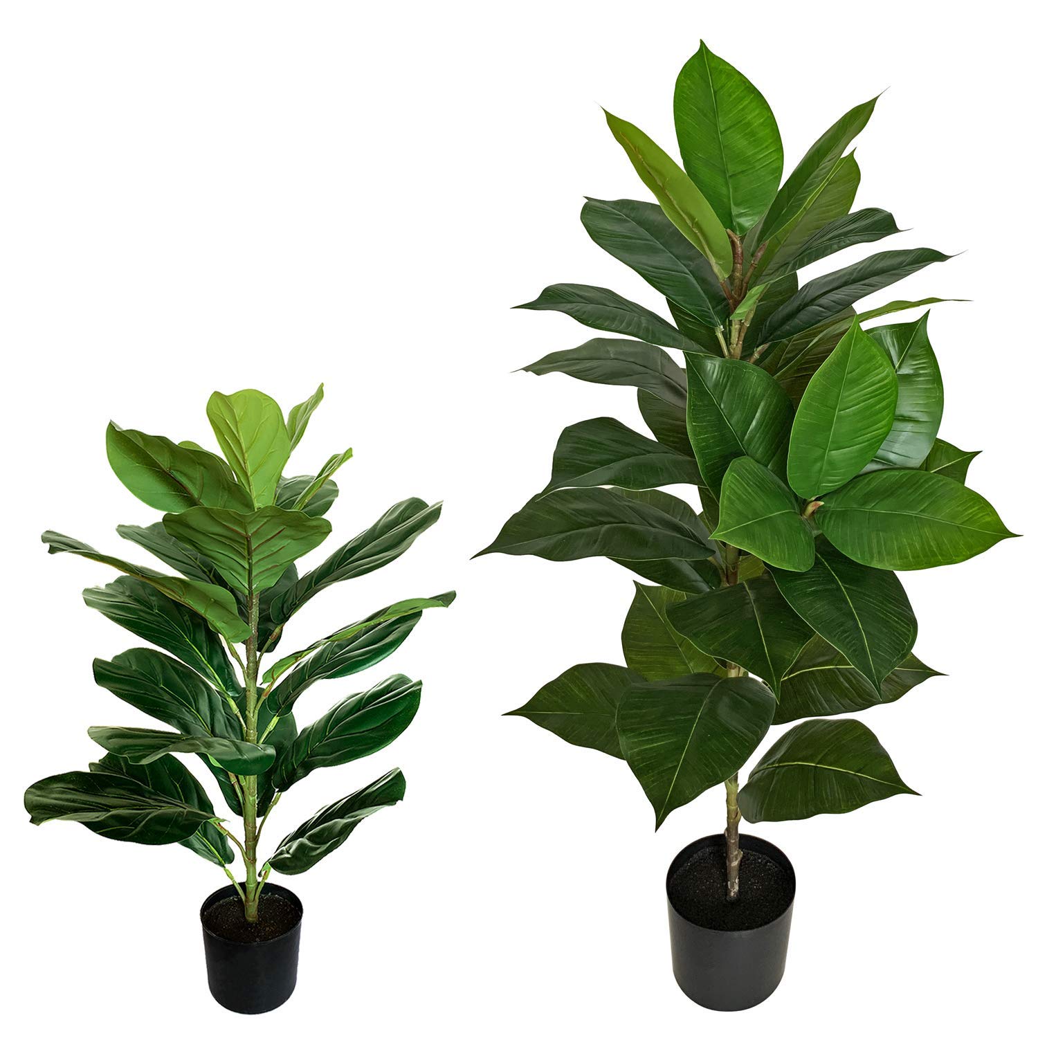Photo 1 of **ONLY THE SMALLER ONE**  BESAMENATURE 30-inch Artificial Fiddle Leaf Fig Tree and 40-inch Artificial Rubber Tree Used for Home Decoration