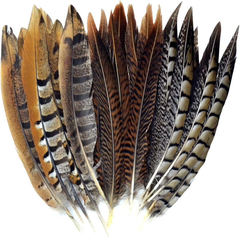obmwang 21 Pcs 20-25cm Natural Pheasant Feathers for DIY Craft Wedding Home Party Decorations, 3 Styles