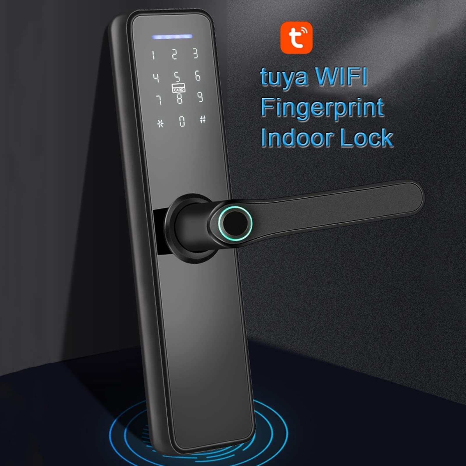 5 in 1 Tuya Smart Lock Serratura Impronte Digitali Carta IC Password Chiave Meccanica App per Cellulare Sblocco Serratura Elettronica Intelligente Casa Hotel Appartamento Porta Adatto