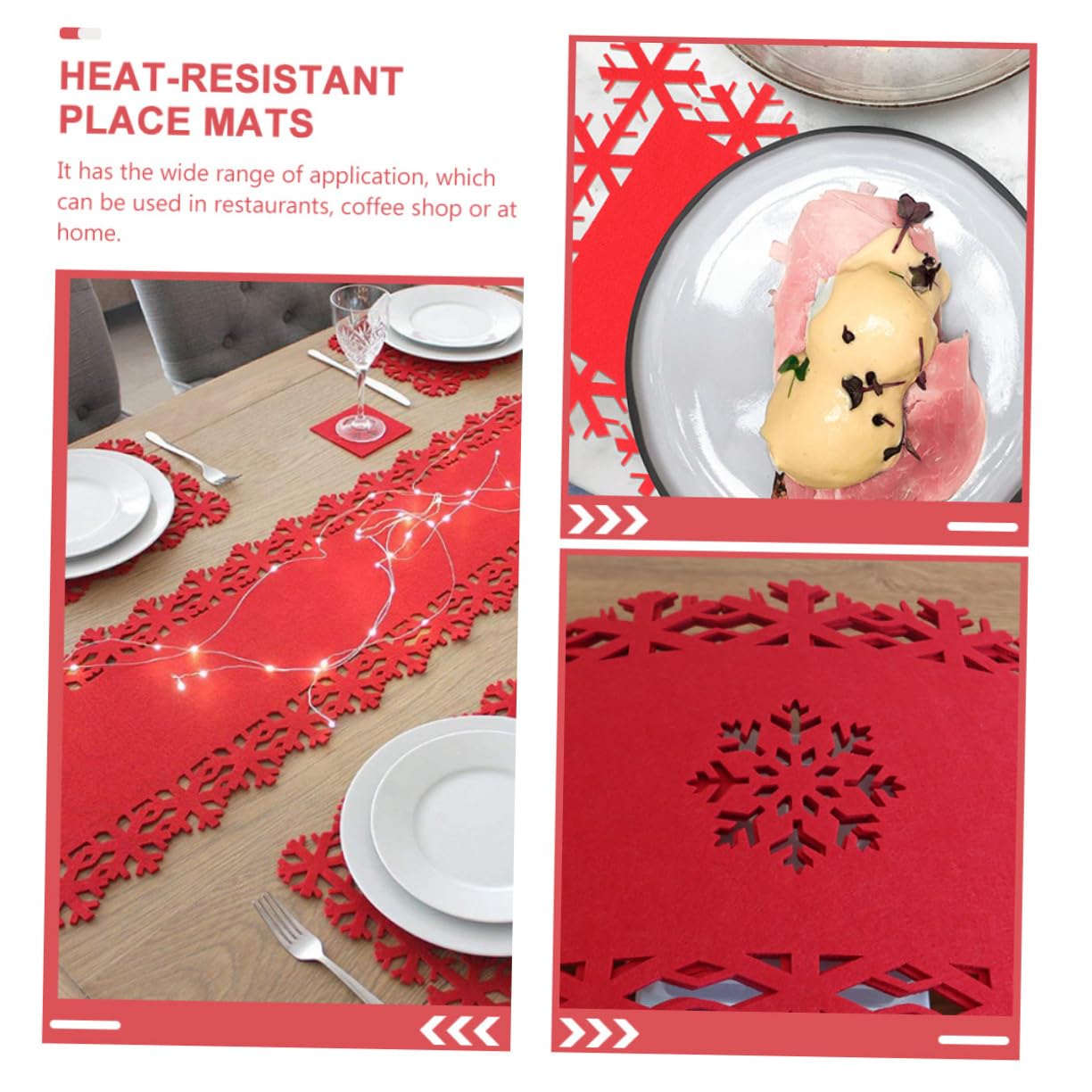 TOPBATHY 12 Piezas Mantel Individual De De Nieve Manteles Navideños Manteles Individuales De con Motivos De Copos De Nieve De Navidad Tela De Rojo