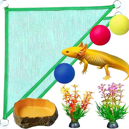 8 pcs Axolotl Hammock with Feeding Dish Floating Ball Axolotl