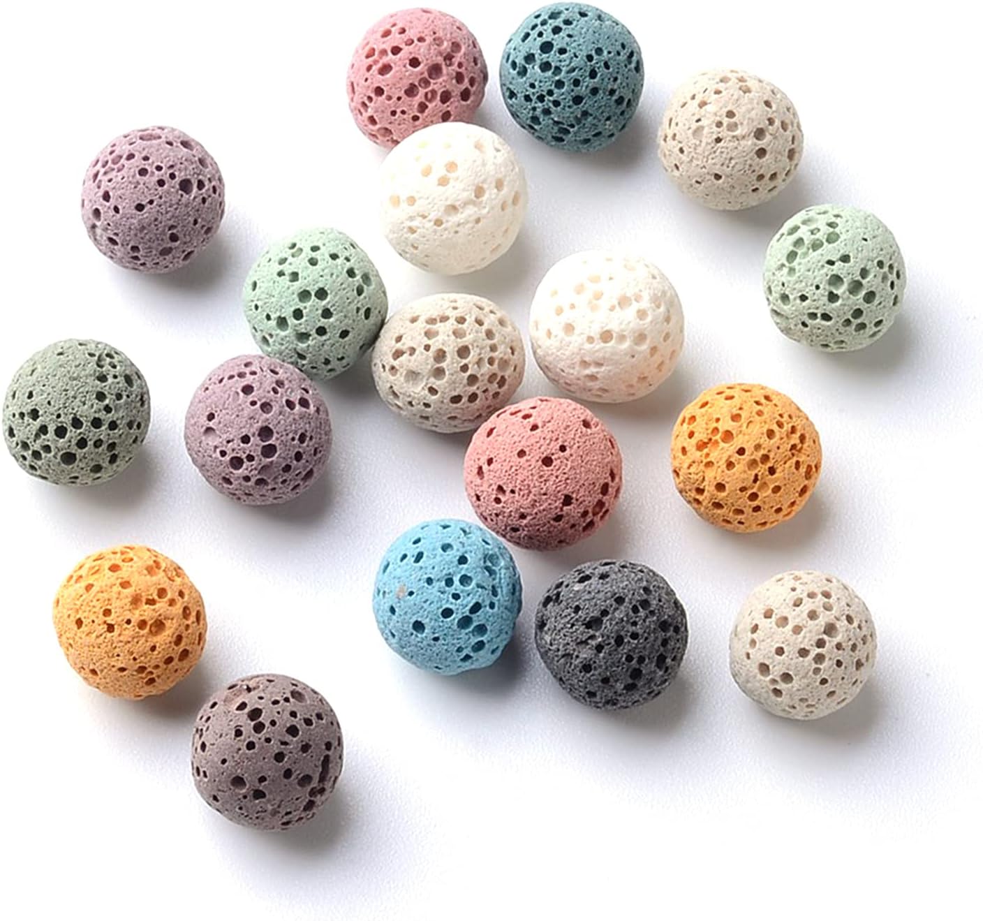 Craftdady 200Pcs Unwaxed Natural Round Lava Stone Beads 8mm Sphere Orb Ball Volcanic Rock Gemstone Loose Beads No Hole for Jewelry Craft Essential Oil Bracelet, Random Color