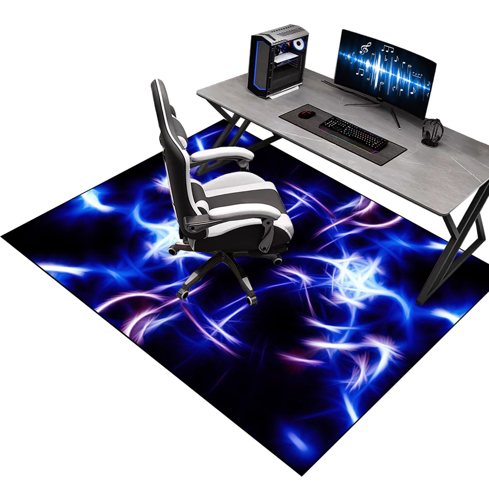Floor Protection Mat for Hard Floors, 80 x 100 cm Gaming Chair Mat for Carpet & Wooden Floors, Chair Rolling Mat Carpeted Floor, Non-slip Gaming Computer Chair Mat for Gaming Room Home Office Decor