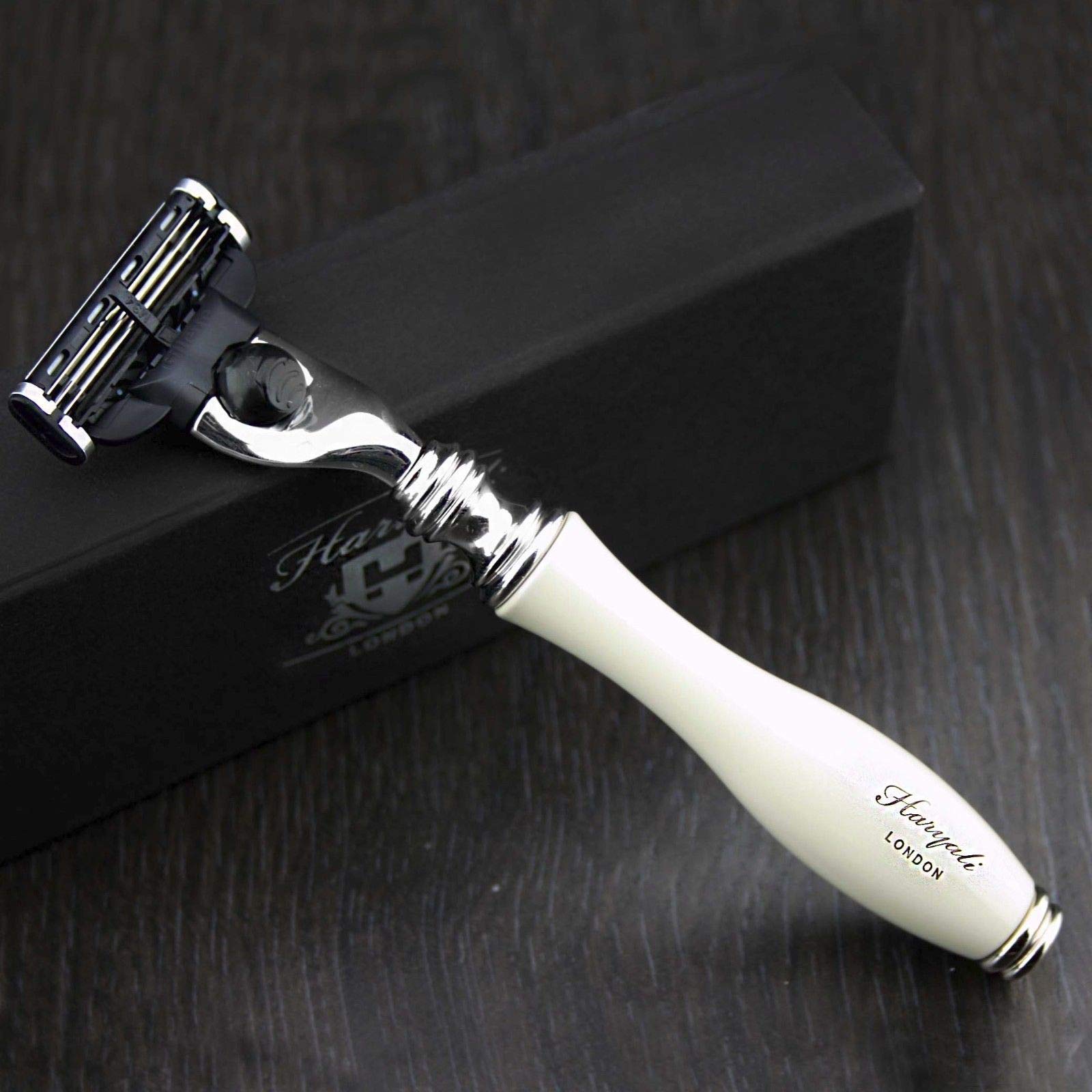 Haryali London Hand Assembled Ivory 3 Edge Stunning Shaving Razor
