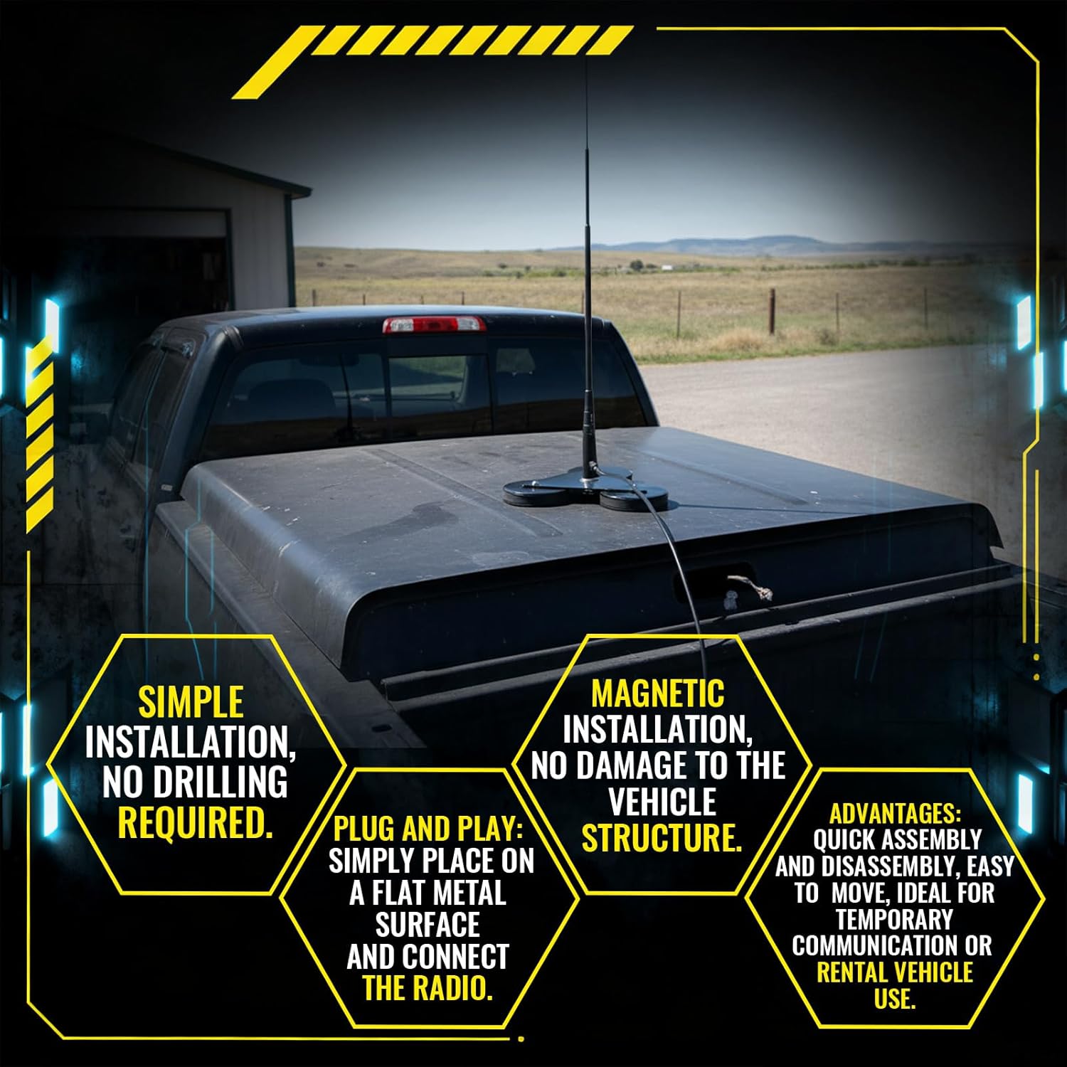 Magnetic Antenna Mount 8.8 Inch Triangle Magnetic Base Mount So-239 Connector with 16.4 ft RG58 Coaxial Cable Pl-259 Plug for Car Bus Mobile Cb Ham Station Radio Truck Marine