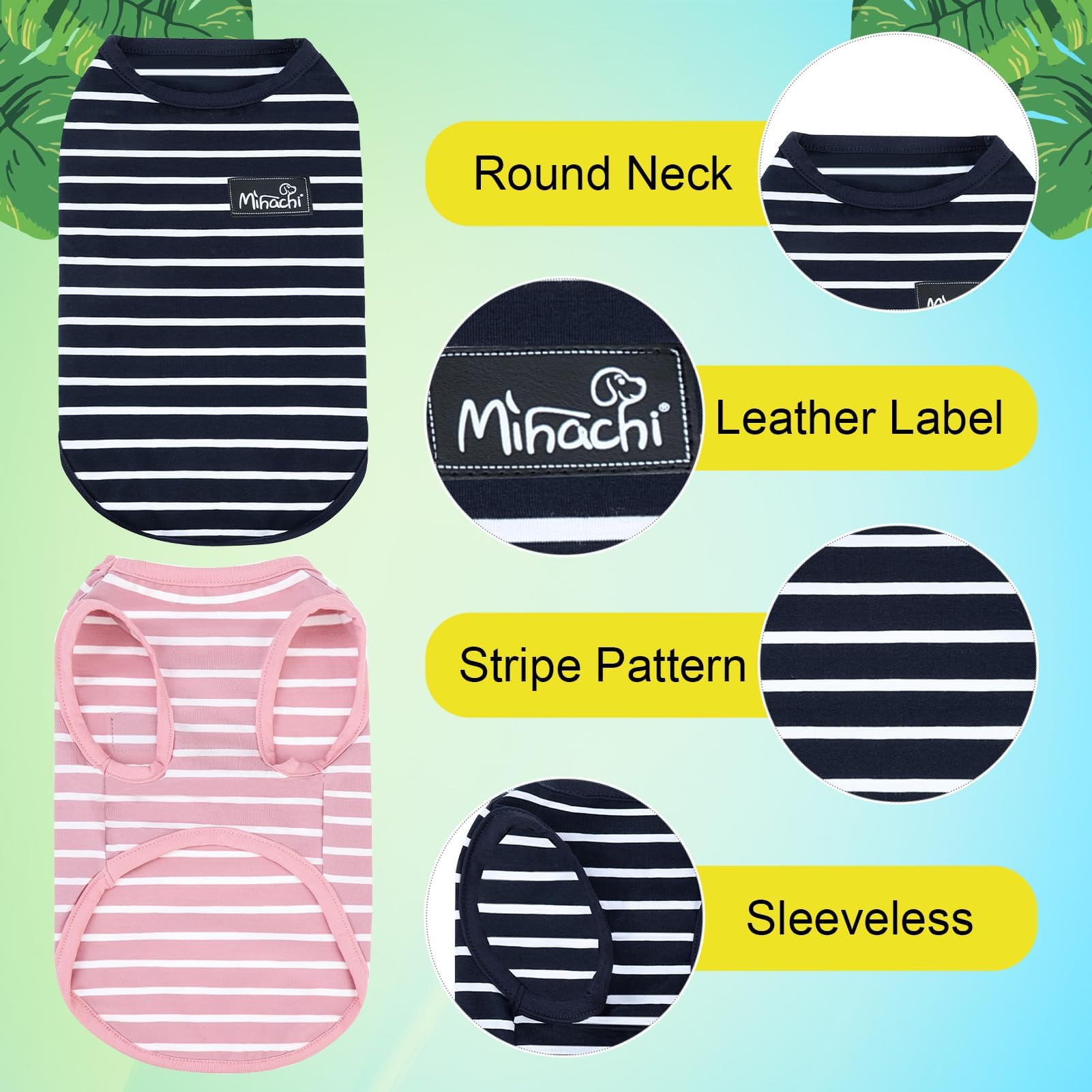 MIHACHI Dog Shirts Cotton Striped T-Shirt, Summer Pet Clothes for Small Dogs 2-Pack Soft Puppy Apparel Cat Tee - Image 4