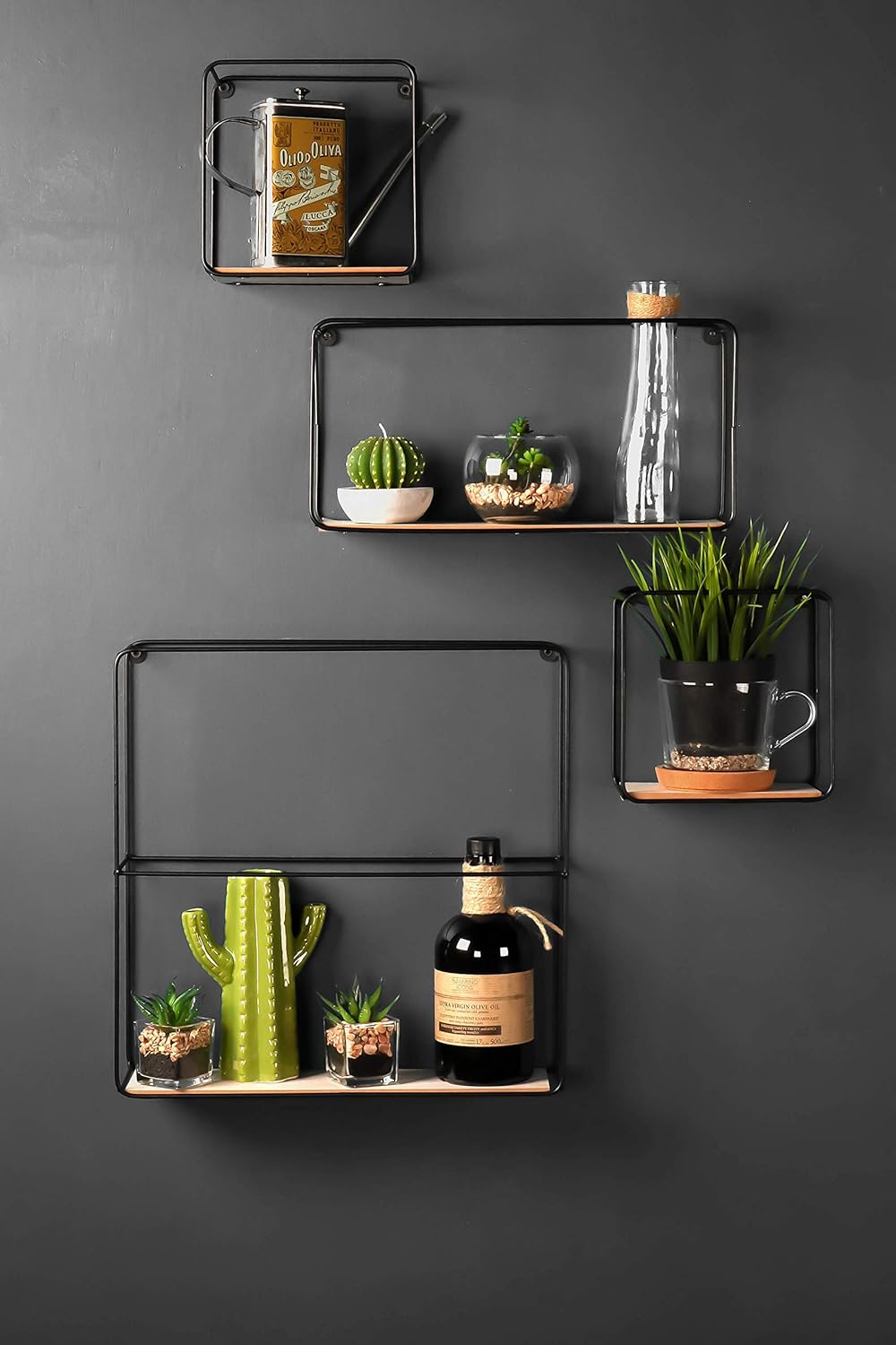Set of Four Retro Industrial Style Wall Shelves Wall Shelf Display