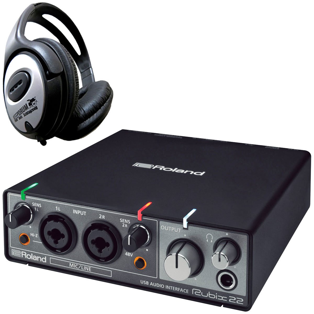Roland Rubix22 USB Audio Interface + Keepdrum Headphones : Amazon 