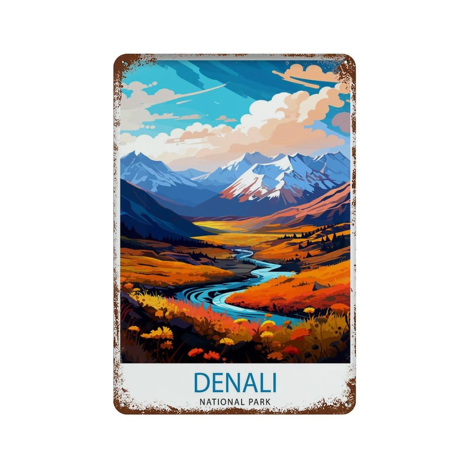 xiaoxiaoshen Denali National Park Alaska Travel Wall Decor Art Metal Tin Poster Modern Home Decor Art Home Bar Shop Decorations Vintage Sign 30x20cm