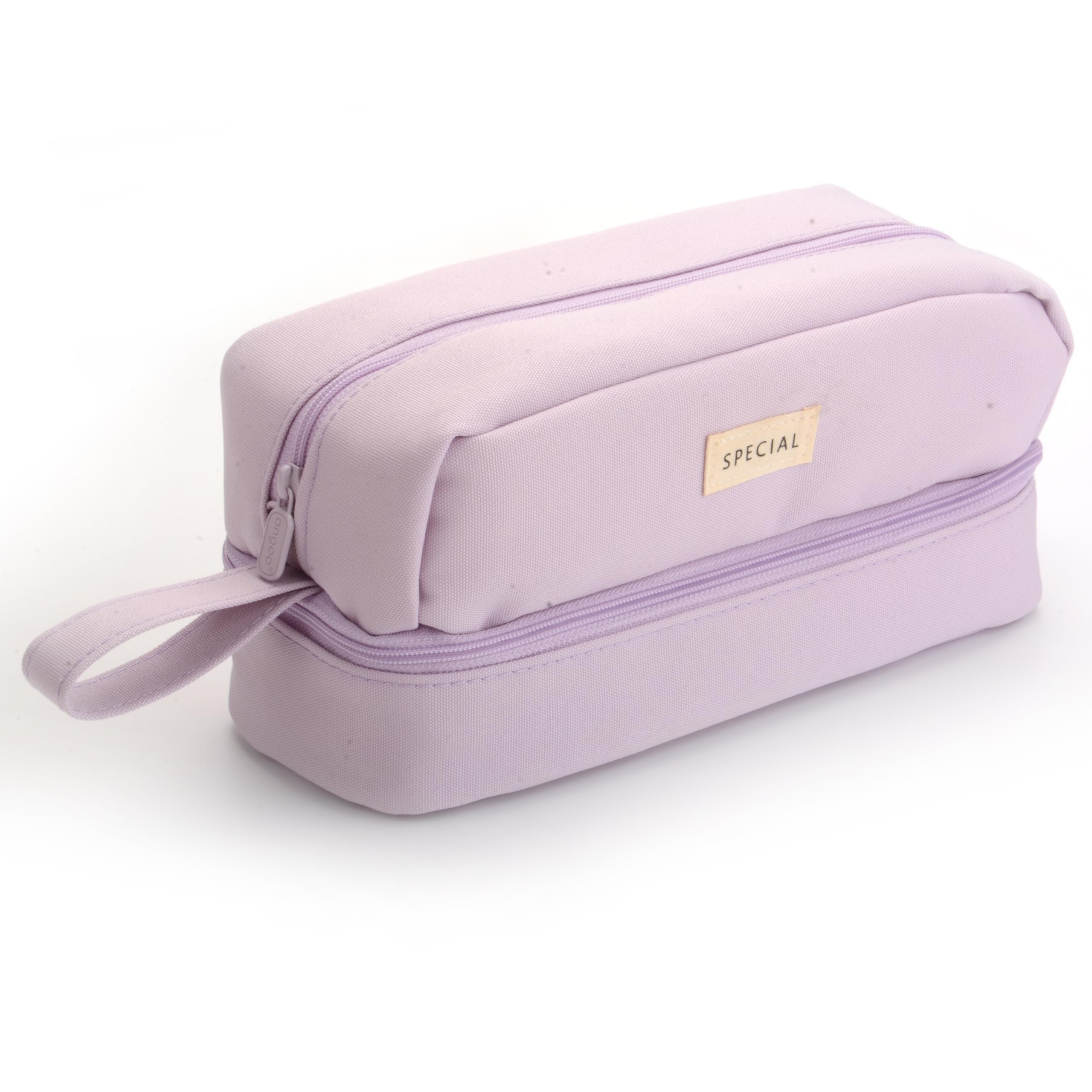 BenPo bar Large Capacity Big Canvas Pencil case with 2 Compartments, Special Aesthetic Preppy Pencil Pouch Pen Case Holder for Girls Boys Women Adults School College Students Teachers Office (Purple)