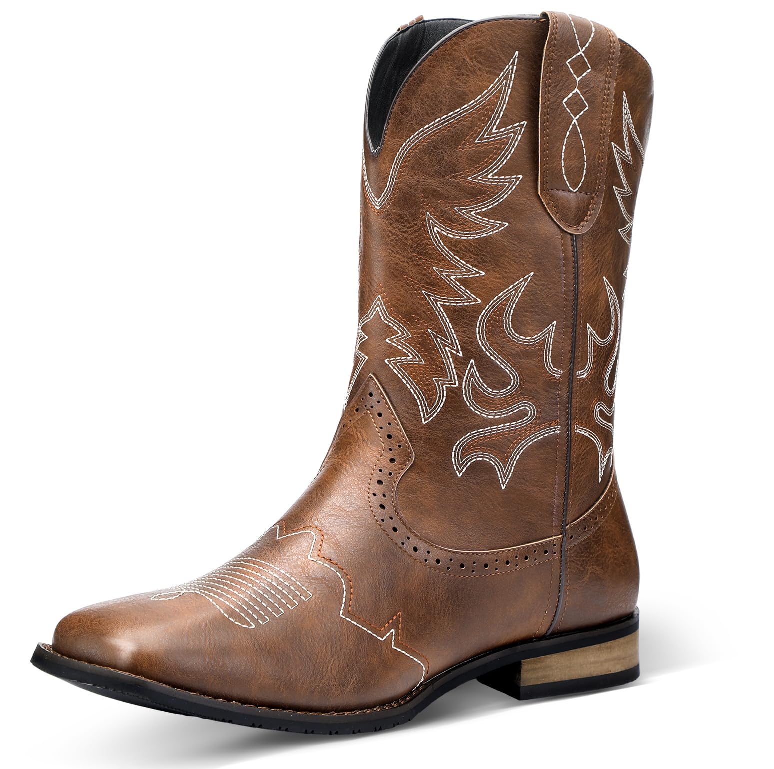 Cozypower Cowboy Boots for Men Western Square Toe Embroidered Cowboy Boots for Adult Western Costume