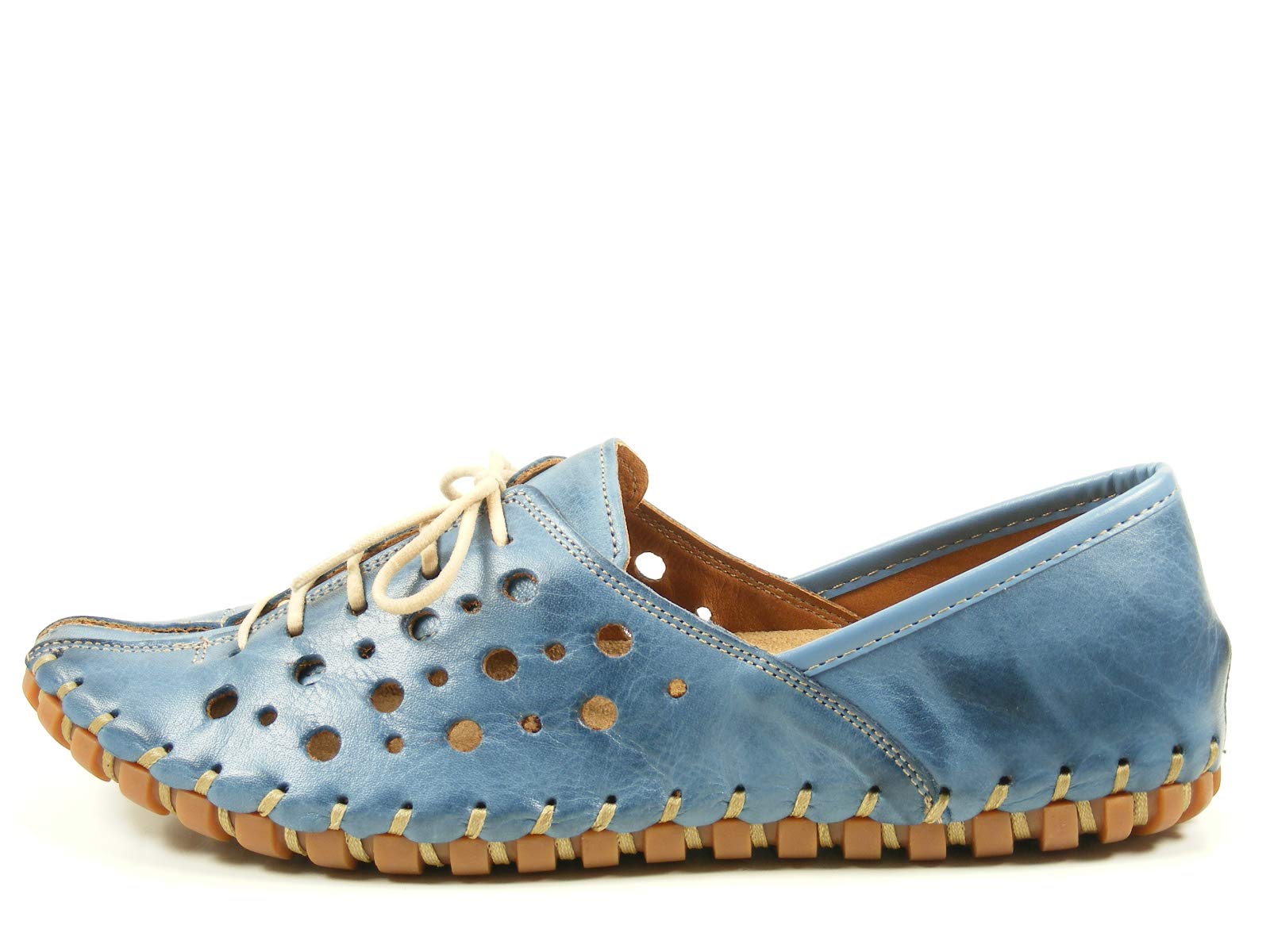 Gemini Damen Halbschuh Schnürschuh Leder Sneaker Lochmuster 031210-02