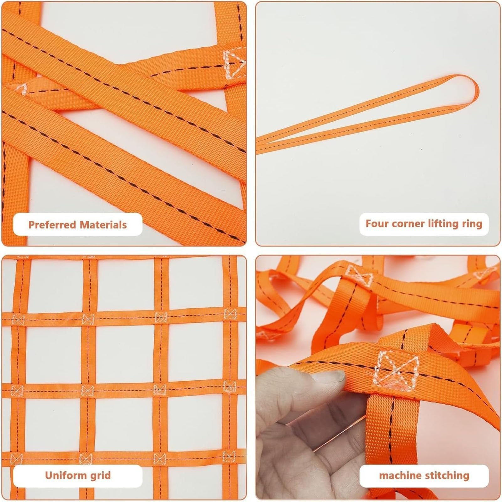 Redes De Eslingas De Elevación - Red De Carga De Palés, Correas De Red De Elevación, Organizador Maletero Coche, Para Construcción Aparejo Movimiento Remolque Elevación Trabajo(2 X 2M/Mesh 20cm/Load 3