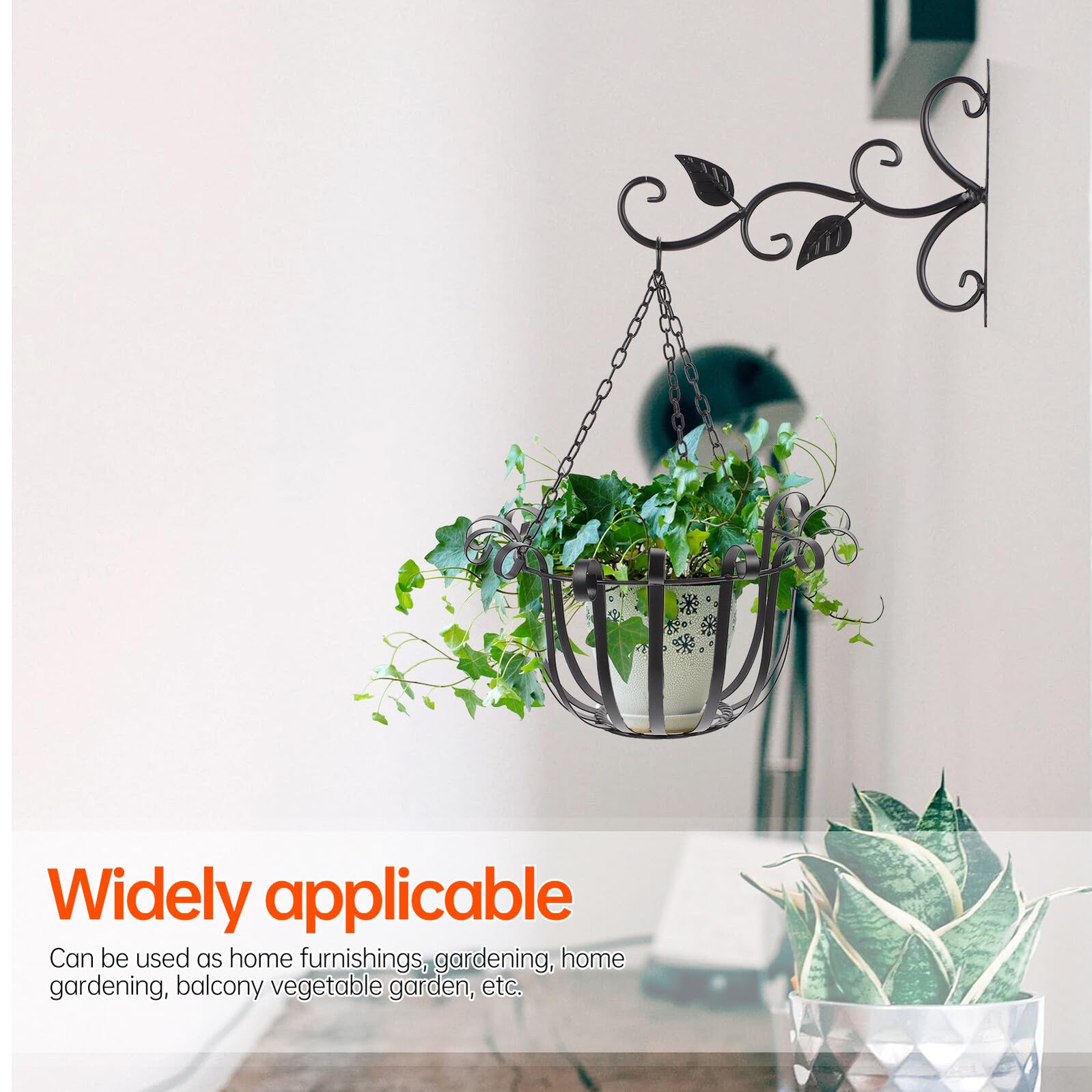 Gatuida Fioriera Sospesa in Ferro Nero con Supporto Portavaso da Parete per Piante Verdi e Fiori Decorativo per Giardino Balcone e Interni Design Elegante e Salvaspazio