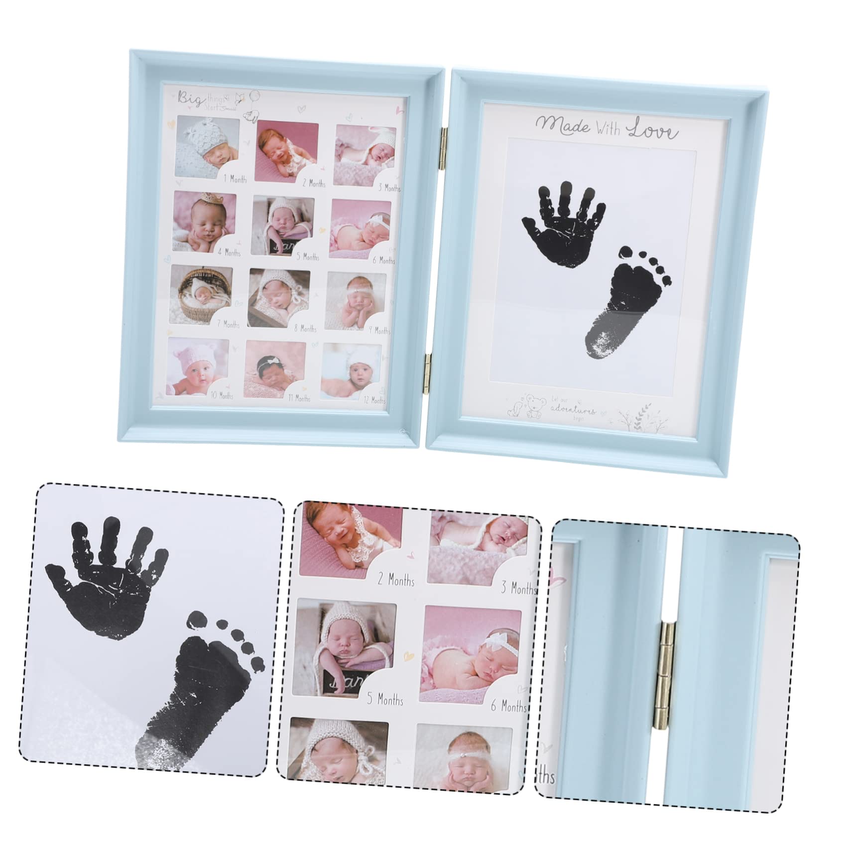 Yardwe 2 Piezas Marco de Fotos para Recien Nacido con Soporte para de Manos y Pies Duradero para Aniversario de Primer Año Cuadro para Recuerdos de Crecimiento Infantil