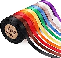 Vista 1 de LaRibbons Cinta de Satén de 3/8 Pulgadas 100 Yardas para Manualidades, 10 Yardas/Rollo 10 Rollos Paquete de Cinta de Satén Arcoíris de Doble Cara