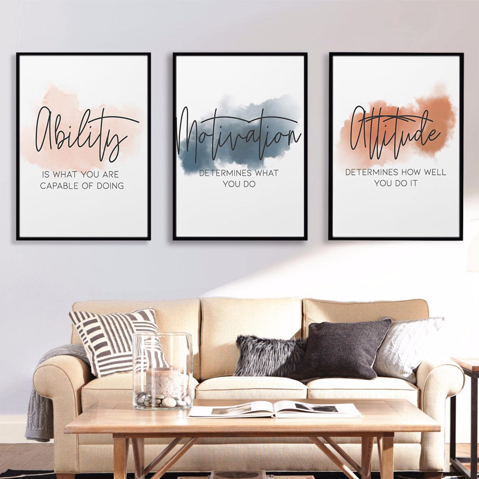 Dittelle Poster e Stampe d'Ispirazione sul Posto di Lavoro Motivazionali e Stampe su Tela Pittura Decorativa Immagine da Parete per Decorazioni per Ufficio 60x80 cm-3 Pezzi Senza Cornice