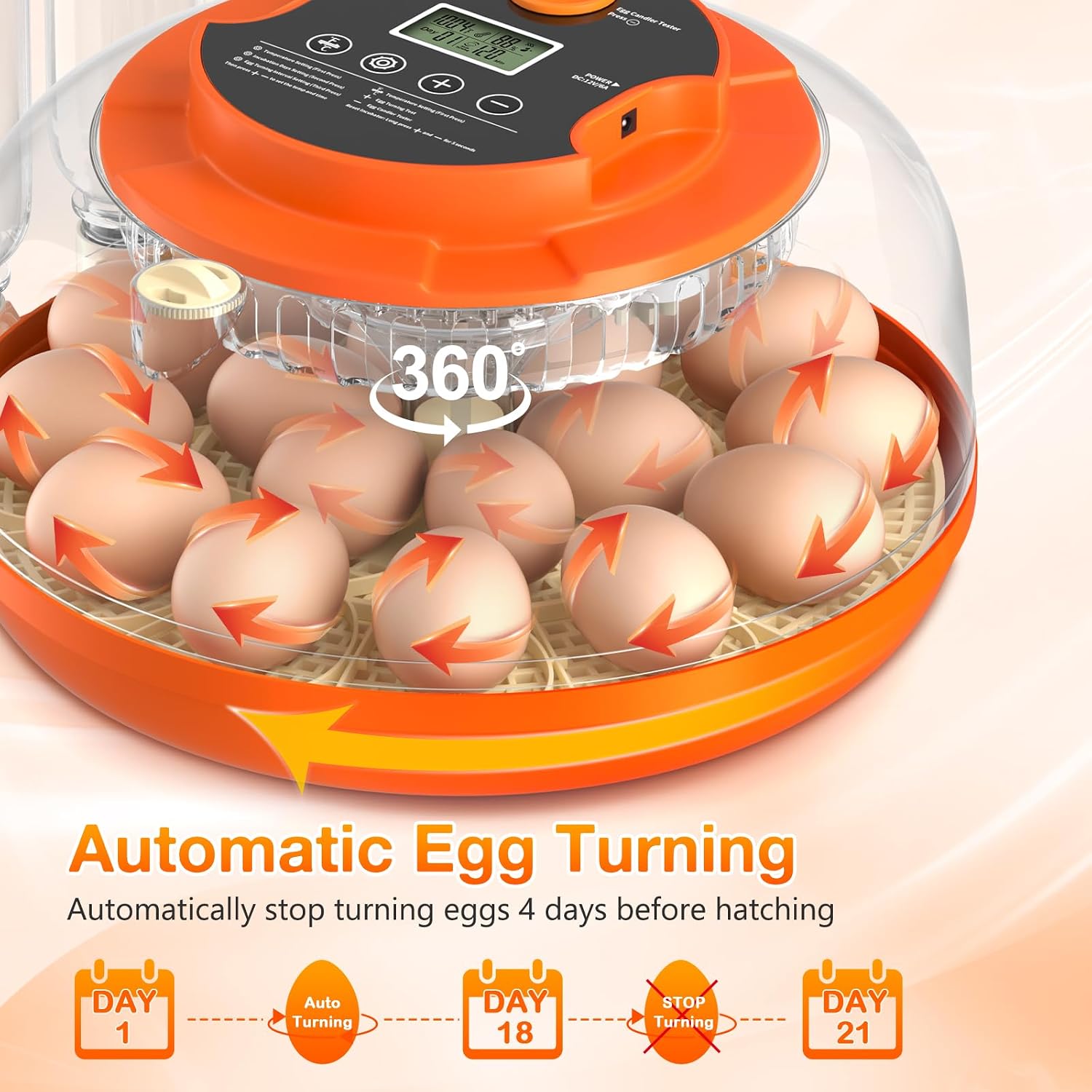 Incubators for Hatching Eggs, 18 Egg Incubator with Automatic Egg Turning and Humidity Control Incubator for Chicken Duck Quail Home Lab Classroom, 2 Type Tray