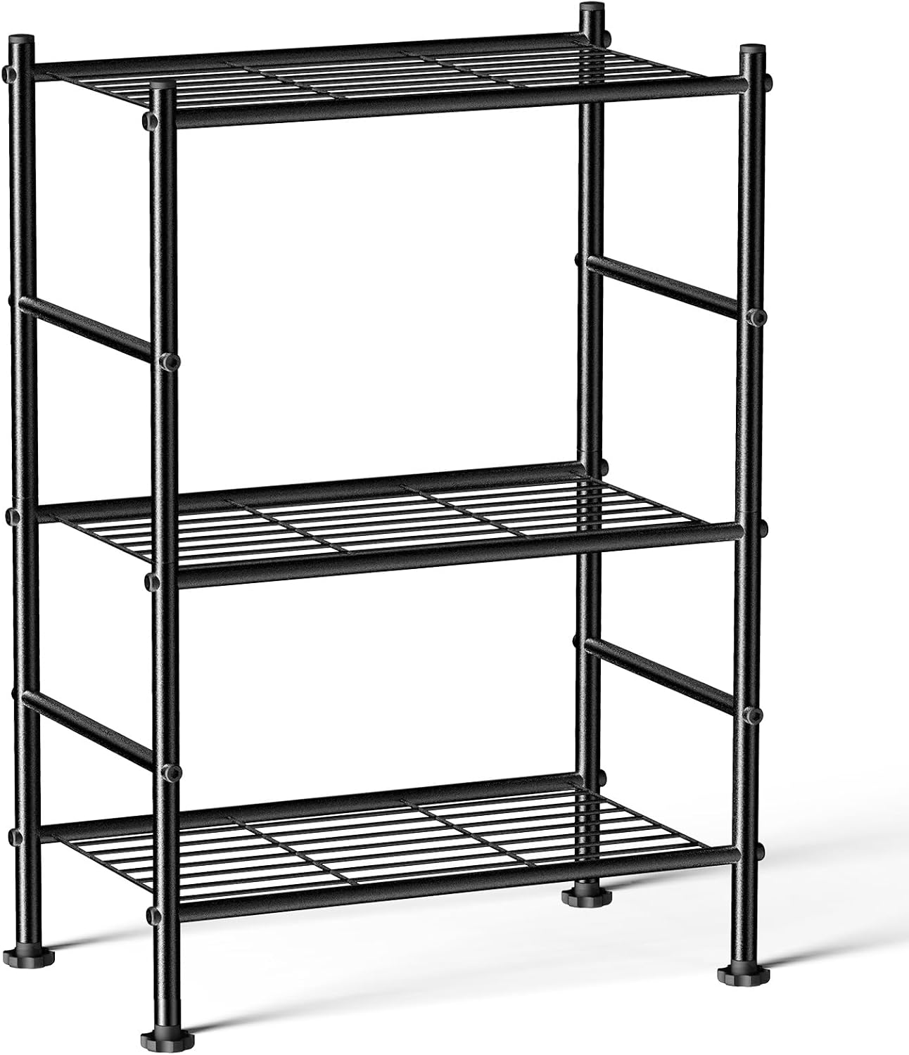 Abiglifty Storage Shelves, 3-Tier Metal Shelving, Wire Shelving with Adjustable Leveling Feet, Shelf Organizer for Bathroom, Closet, Garage 3tier