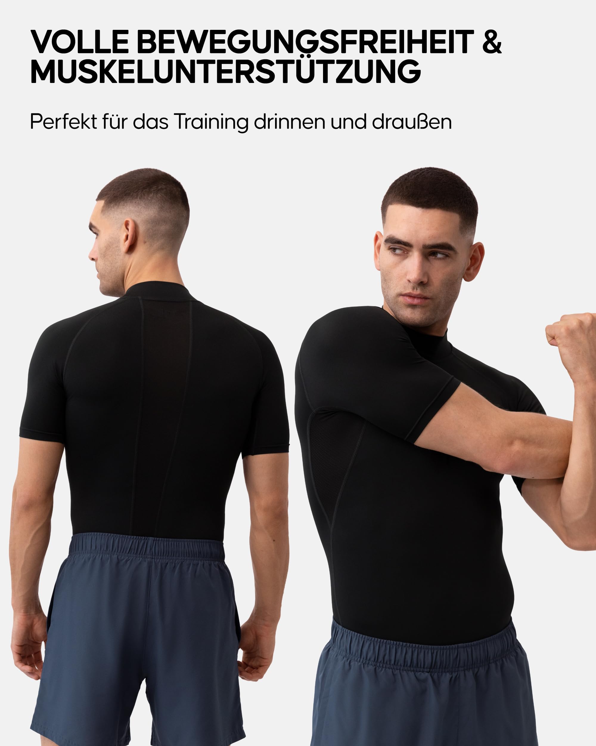 DANISH ENDURANCE Kompressionsshirt Herren, Laufshirt Kurzarm, Funktionsshirt, Muskelshirts, Sportshirt, Activewear für Männer, Schnelltrocknend & Atmungsaktiv, 2er Pack