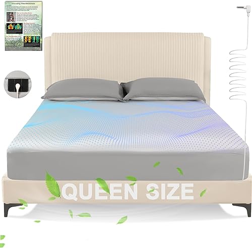 Miniatura 15 de Hojas de conexión a tierra tamaño queen, sábana ajustada con 10% fibra de plata pura y 90% algodón orgánico para cama con cable de conexión a tierra