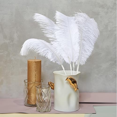 Miniatura 5 de Plumas grandes blancas para jarrón y centros de mesa 24 plumas de avestruz de 10-12 pulgadas a granel, plumas grandes boho para centros de mesa,