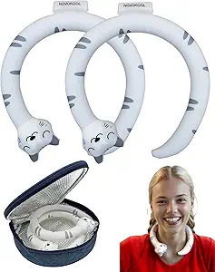 2 Pack Neck Cooling Tube with Insulated Bag - Reusable Ice Ring Neck Cooler Indoor Outdoor - Wearable Cooling Wrap - Relief for Summer and Hot Flashes - Ice Ring Freezes Under 64℉(2Cat)