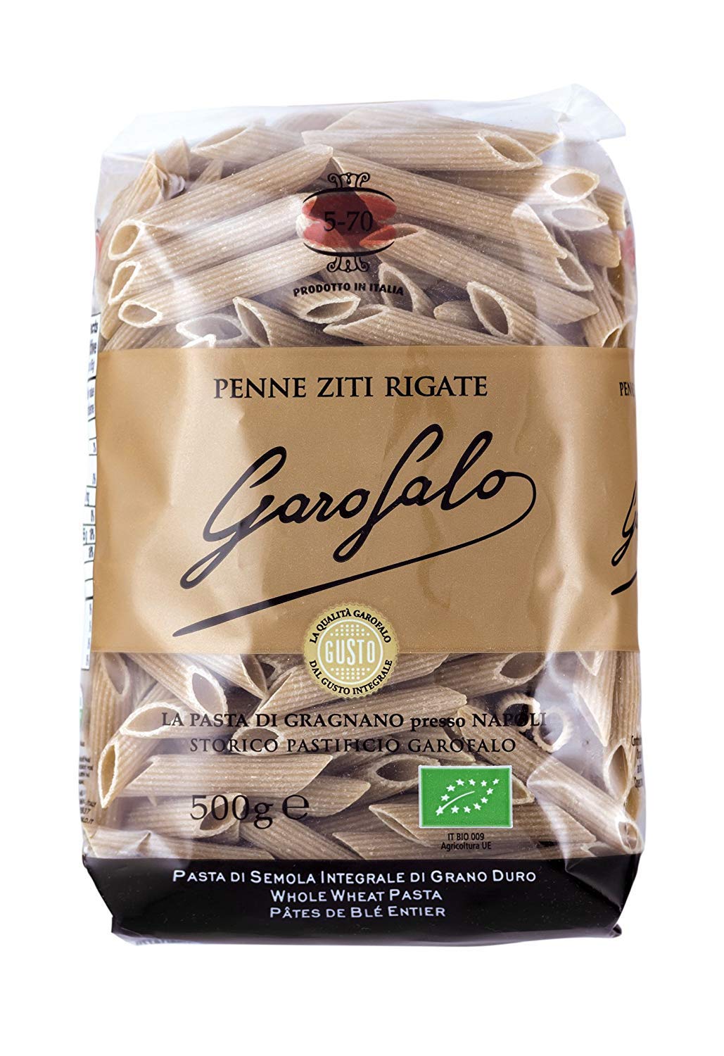 Garofalo - 5-70 PENNE RIGATE INTEGRALES - Pasta Integral - Biologic - Paquete de 16 x da 500g