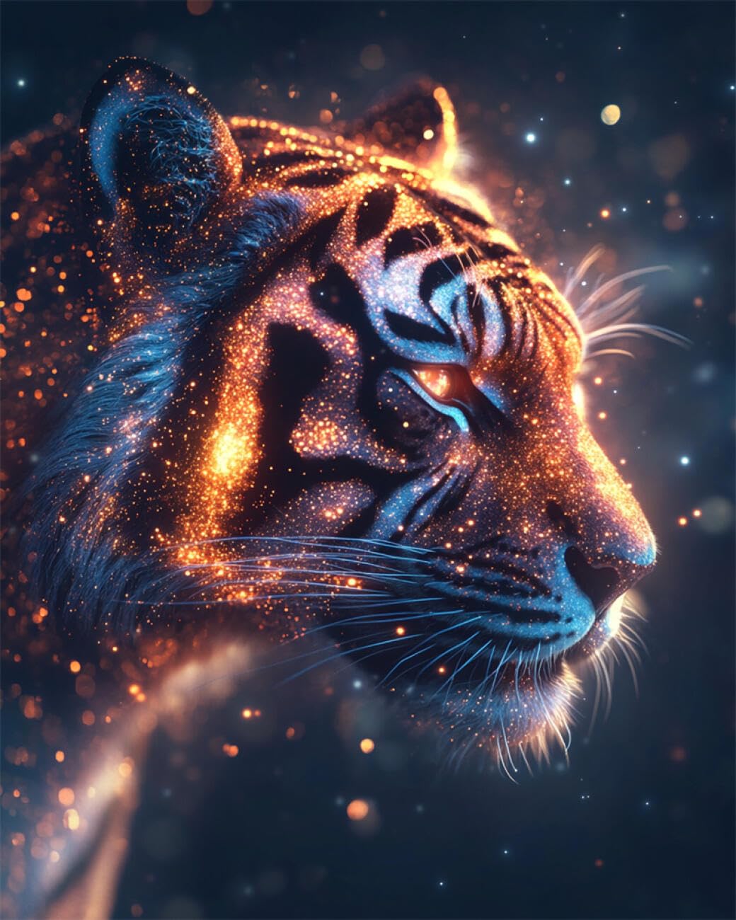 RKFLGEW DIY Embroidery Set Starry Sky Tiger 40x50cm