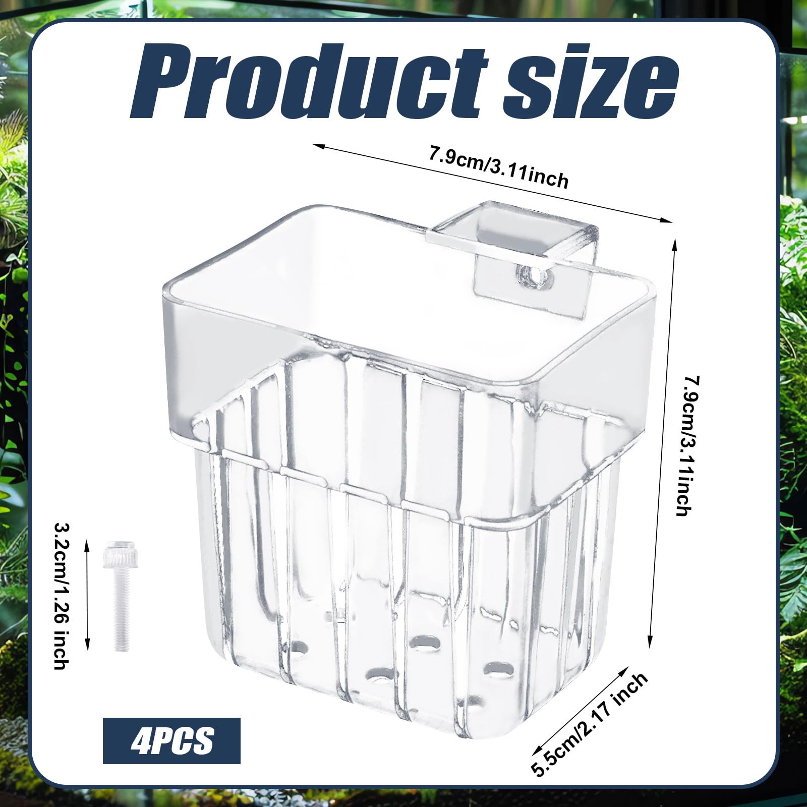 Gosknor 4 Piezas de Soportes para Plantas de Acuario, Macetas de Plástico Transparente con Cesta Colgante para Hidropónicas de Pecera