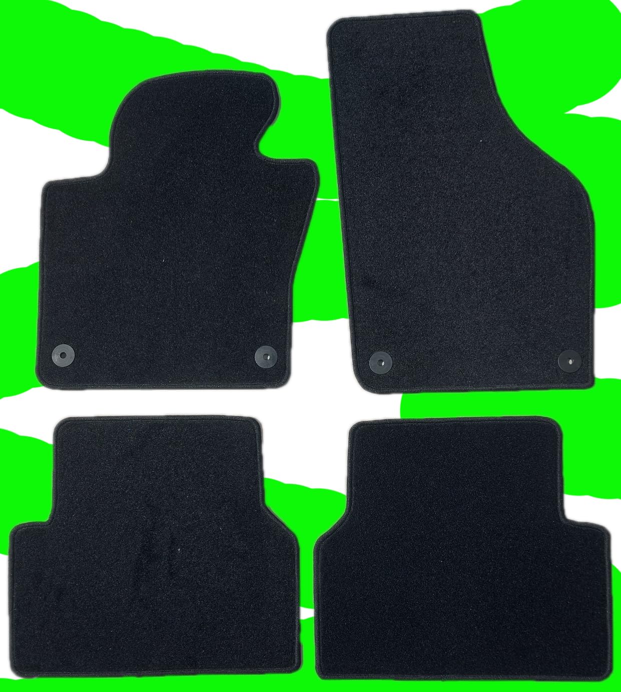 AUTOTEPPICH-STYLERS Q100+ Fußmatten Set passend für VW Touran 2003-2006 1T 1T1 Autoteppiche Matten Halter rund