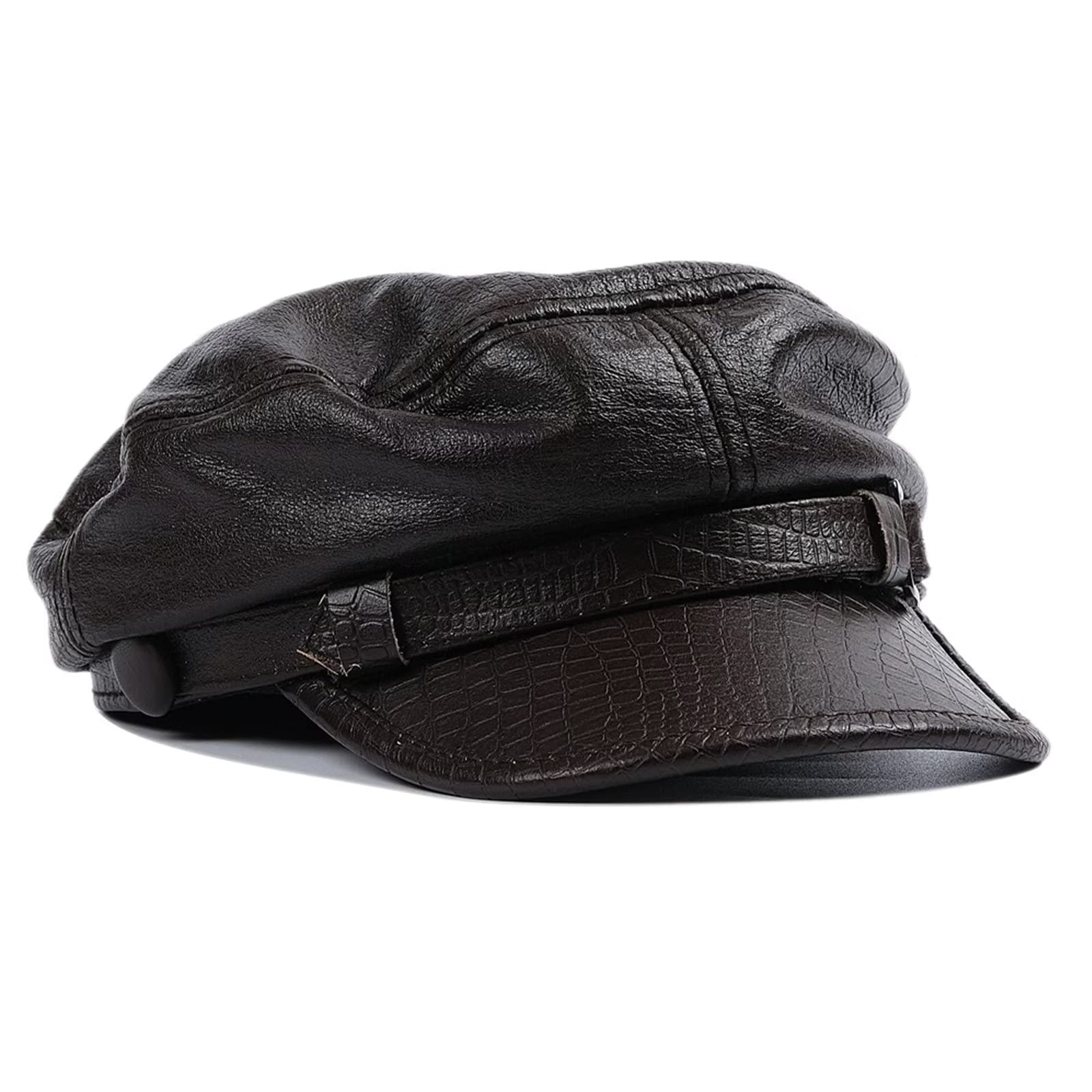 Zmnkh Unisex C Greek Fisherman Sailor Hat Newsboy Hat Fiddler Ap Leather Visor Beret Ap