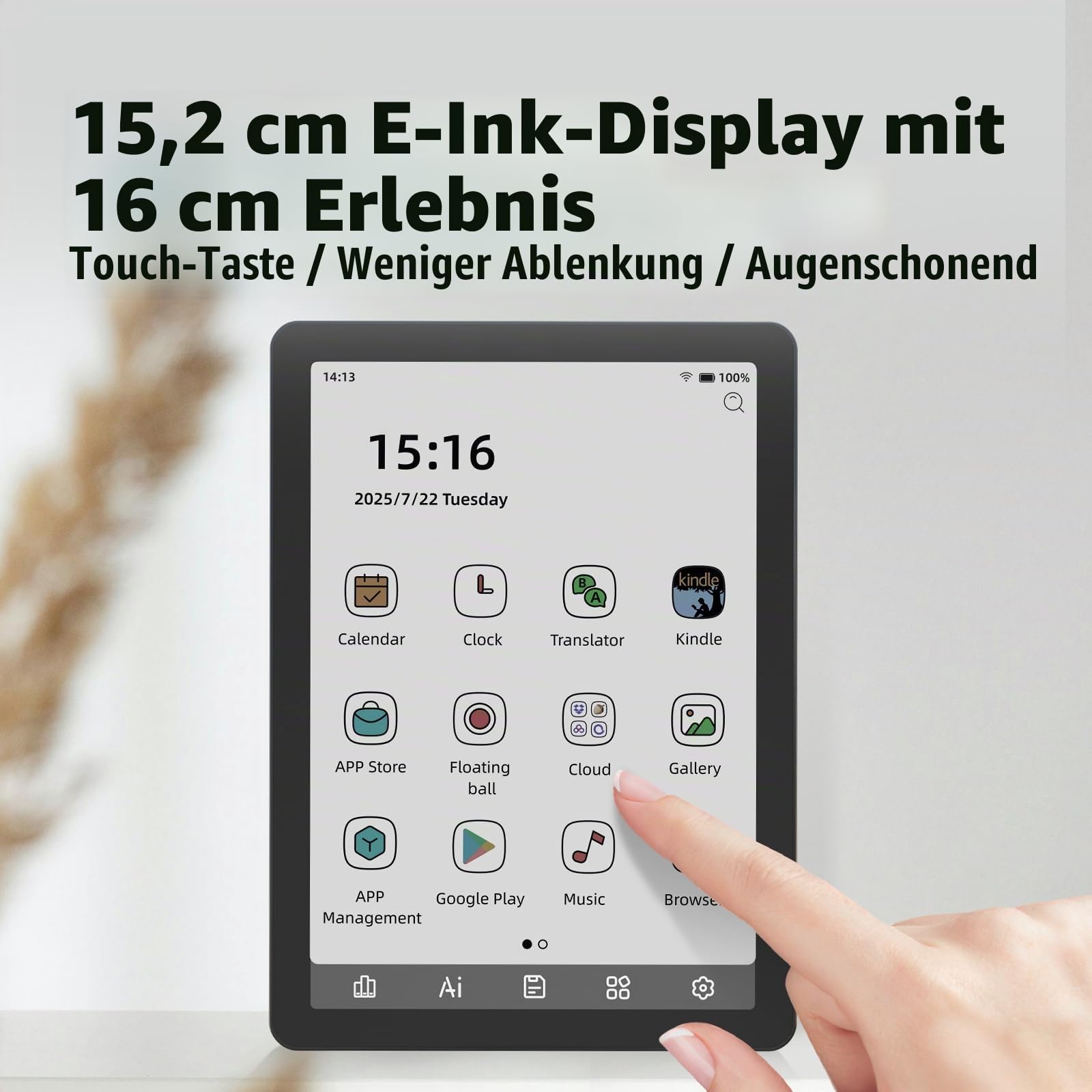 Bigme B6 Farbe E-Reader, E-Ink eBook Reader 6 Zoll Farbe eReader Digitales ePaper Tablet mit Android 14, 2G + 32GB, verstellbares Frontlicht Android eReader Gerät mit Audiobook Schwarz