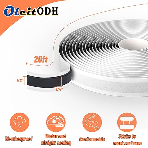 Miniatura 2 de Cinta selladora de butilo negra  Sellador de caucho butílico de 12 pulgada x 80 pies, 4 rollos de cuerda de butilo multiusos y cinta de masilla para