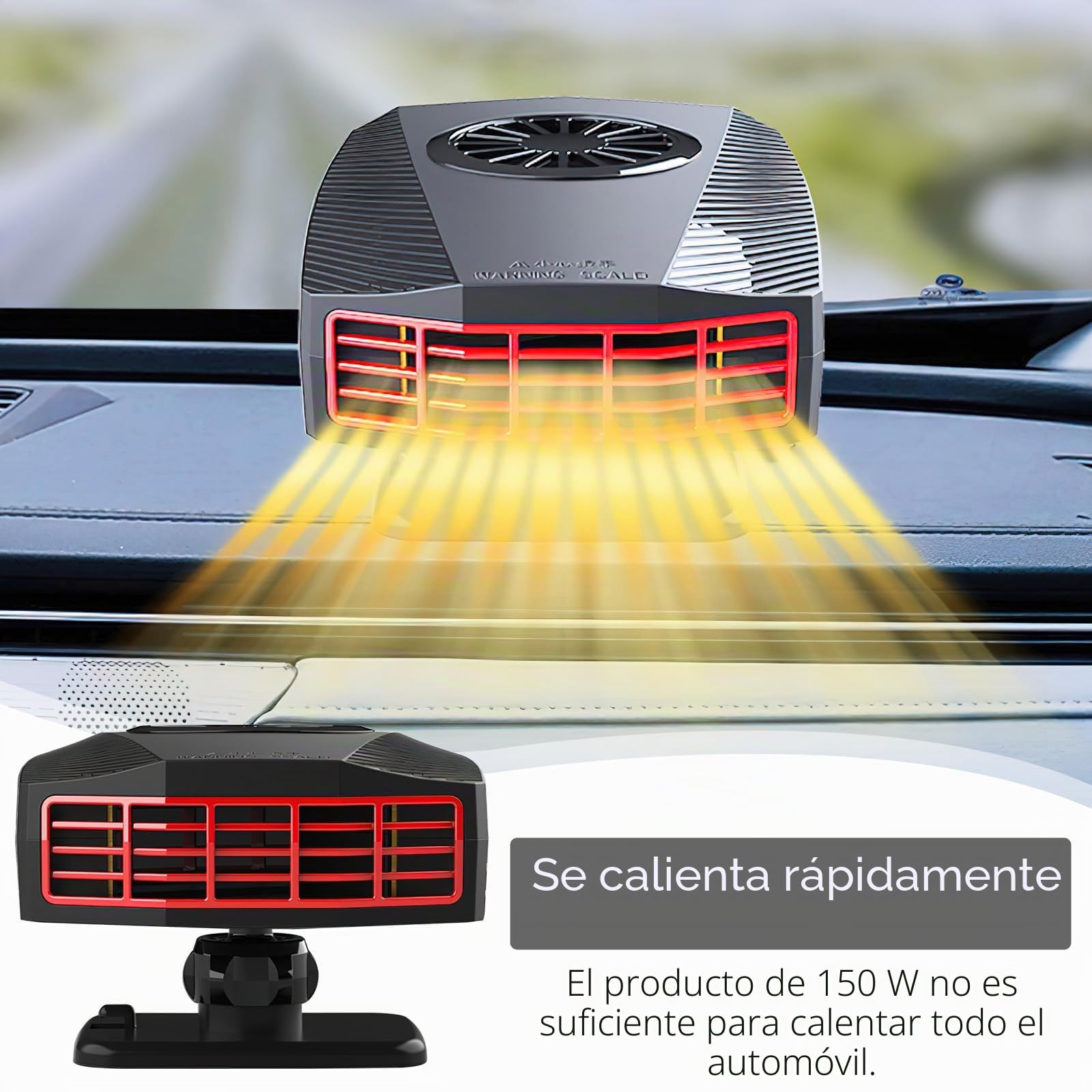 HENGBIRD Calentador de aire para coche, 12 V 150 W, descongelador y ventilador de refrigeración, giratorio 360°, 2 en 1, ventilador de aire caliente para coche, ventilador eléctrico para parabrisas,