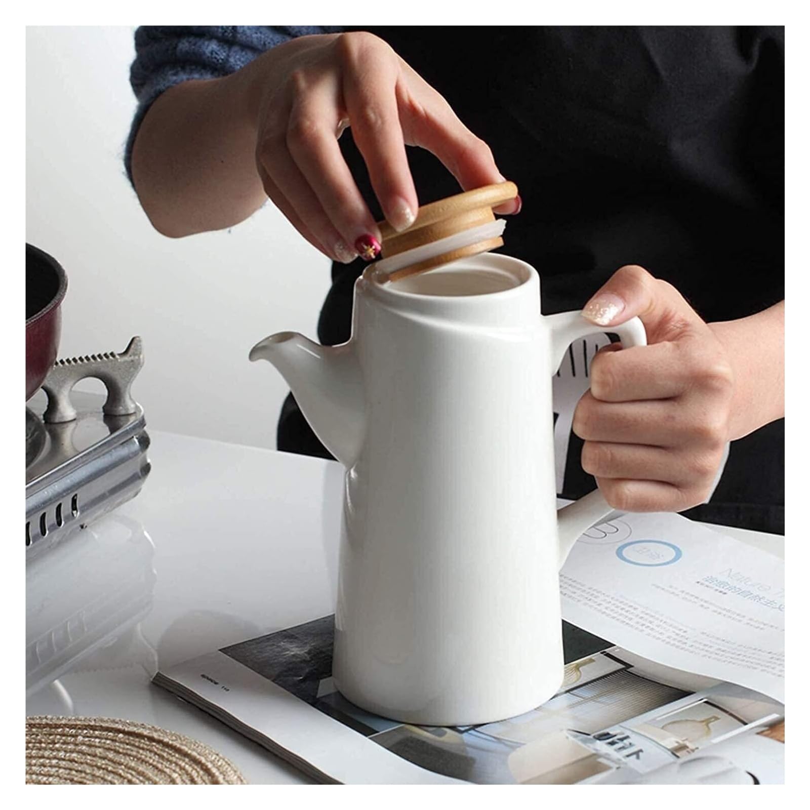 Dispensador de Aceite y vinagre, automático, Botella de cerámica para Salsa de Soja con tapón de Corcho.