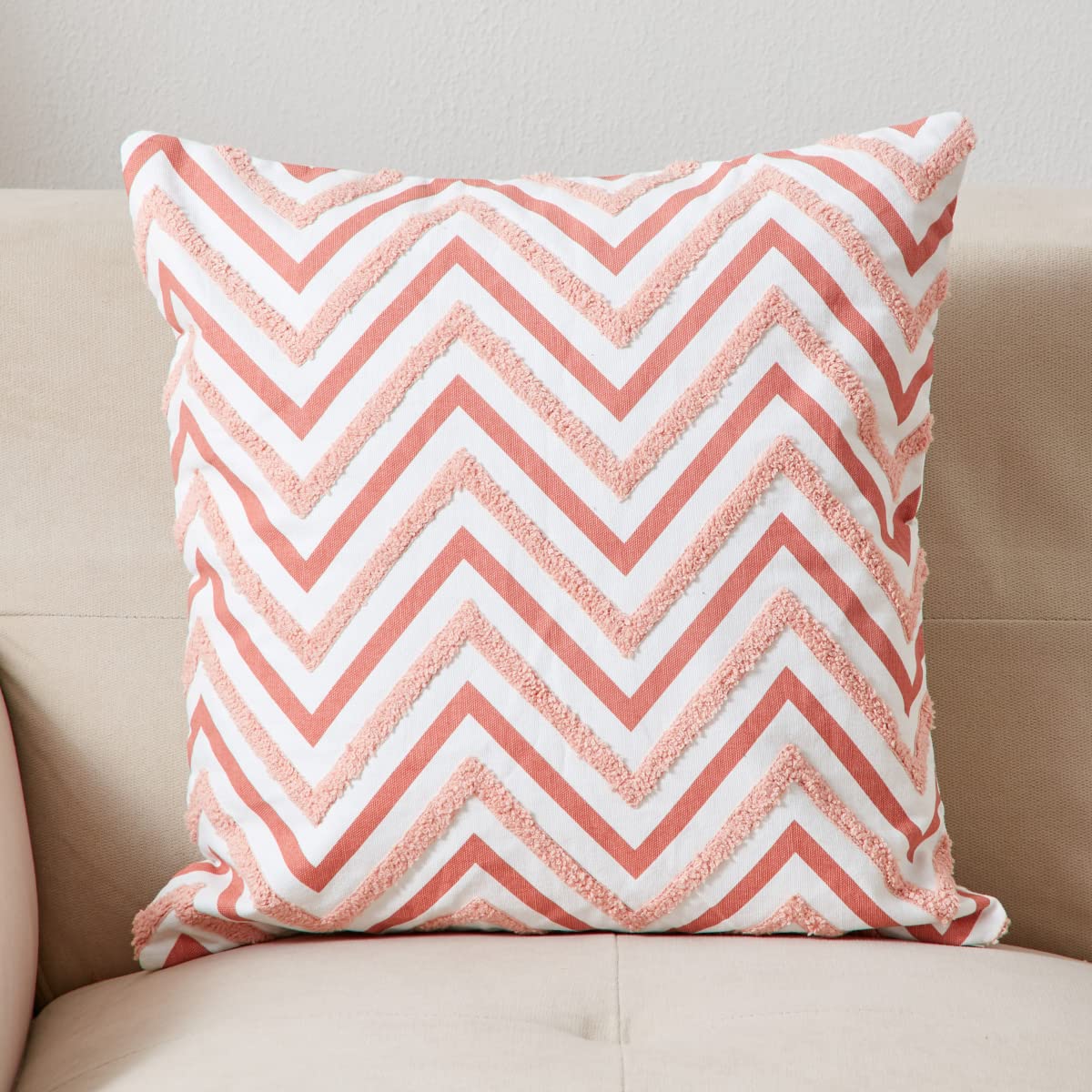 Adena Wave Embroidered Filled Cushion - 45x45 cm