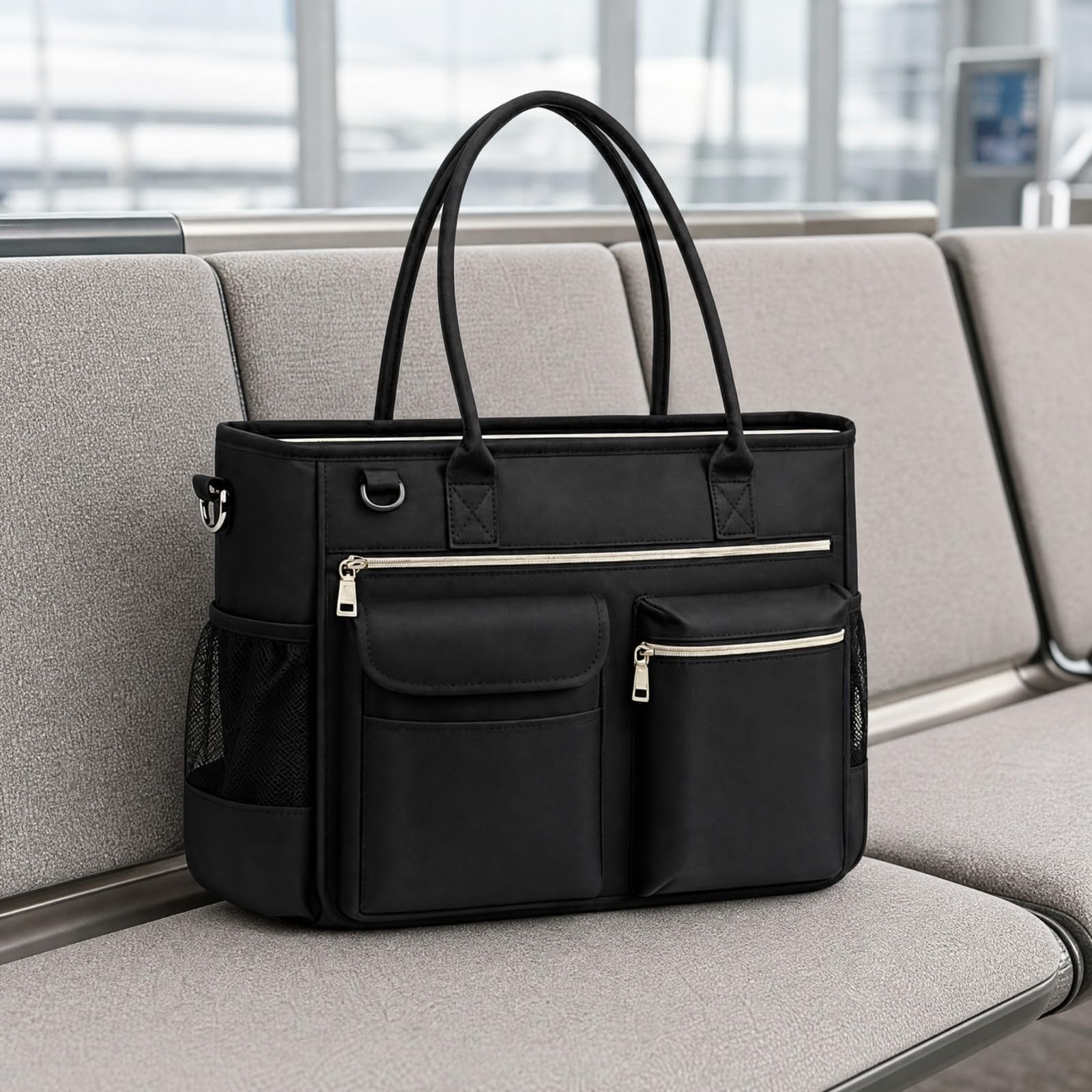 Laptoptasche mit Reißverschlussfach multifunktional Polyester-Tote-Tasche vielseitig Computertasche für Lehrer, Krankenschwestern, Pendeln, Arbeitsweg