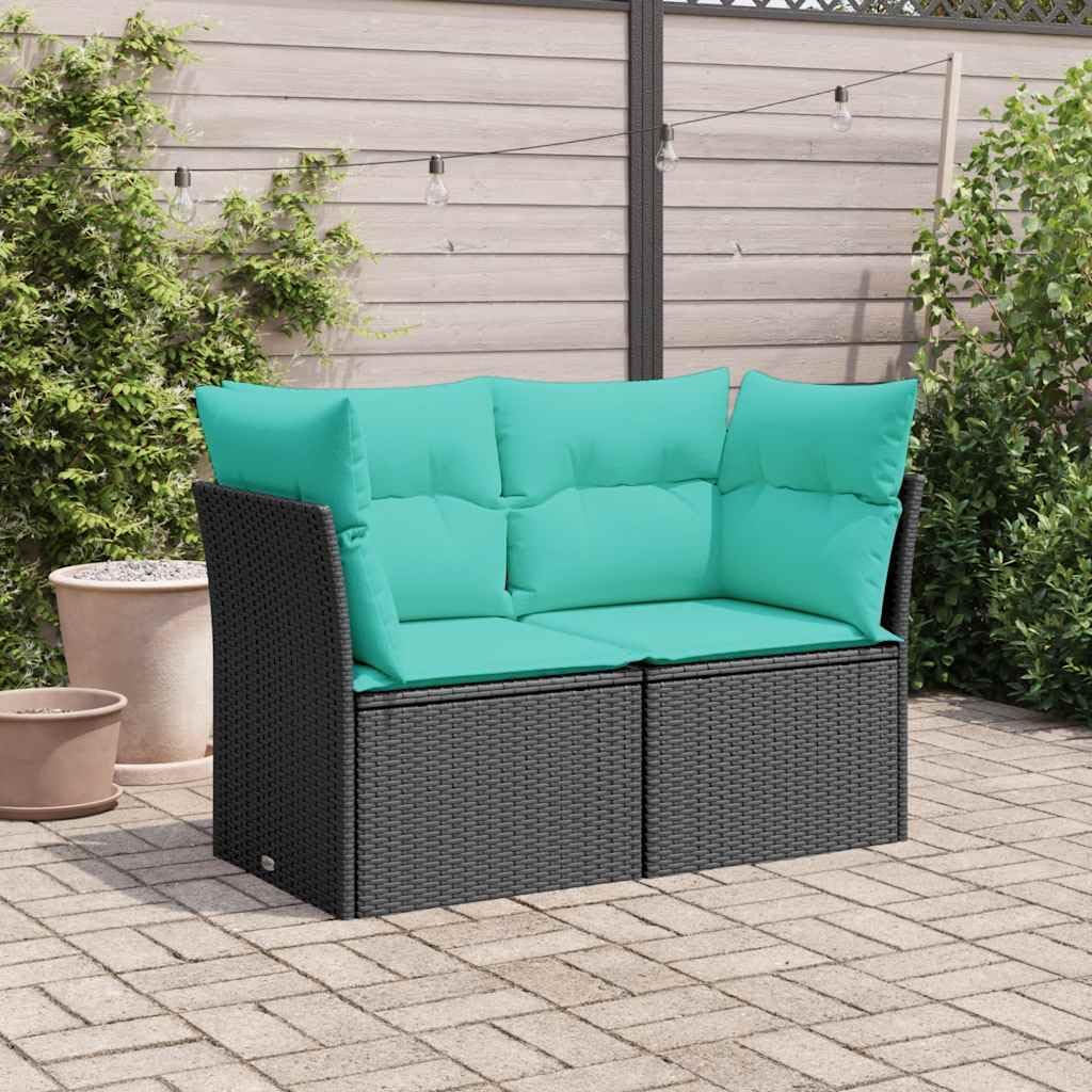 SYDE Sofa ogrodowa 2-osobowa rattanowa PE czarna