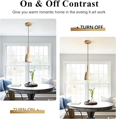 Miniatura 4 de Lámpara colgante con pantalla de piedra Wabi Sabi de estilo japonés, lámpara colgante de madera moderna, lámpara colgante de cabecera para sala de