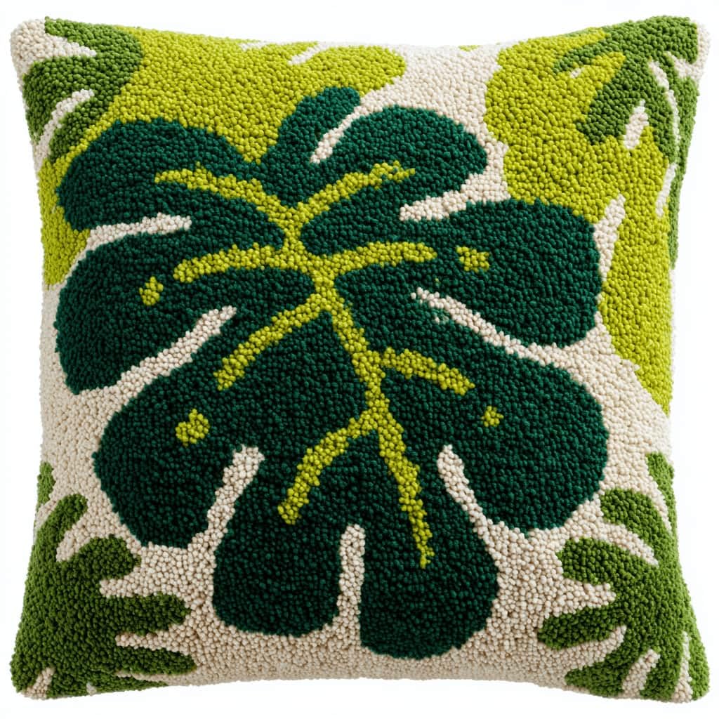 Kitquiver Latch Hook Kits Donkey for Adults,Leaf DIY Latch Hook Cushion Kits and Latch Rug Kits Cross-Stitch Embroidery Cushion Cover for Home Sofa Decoration 17X17 in