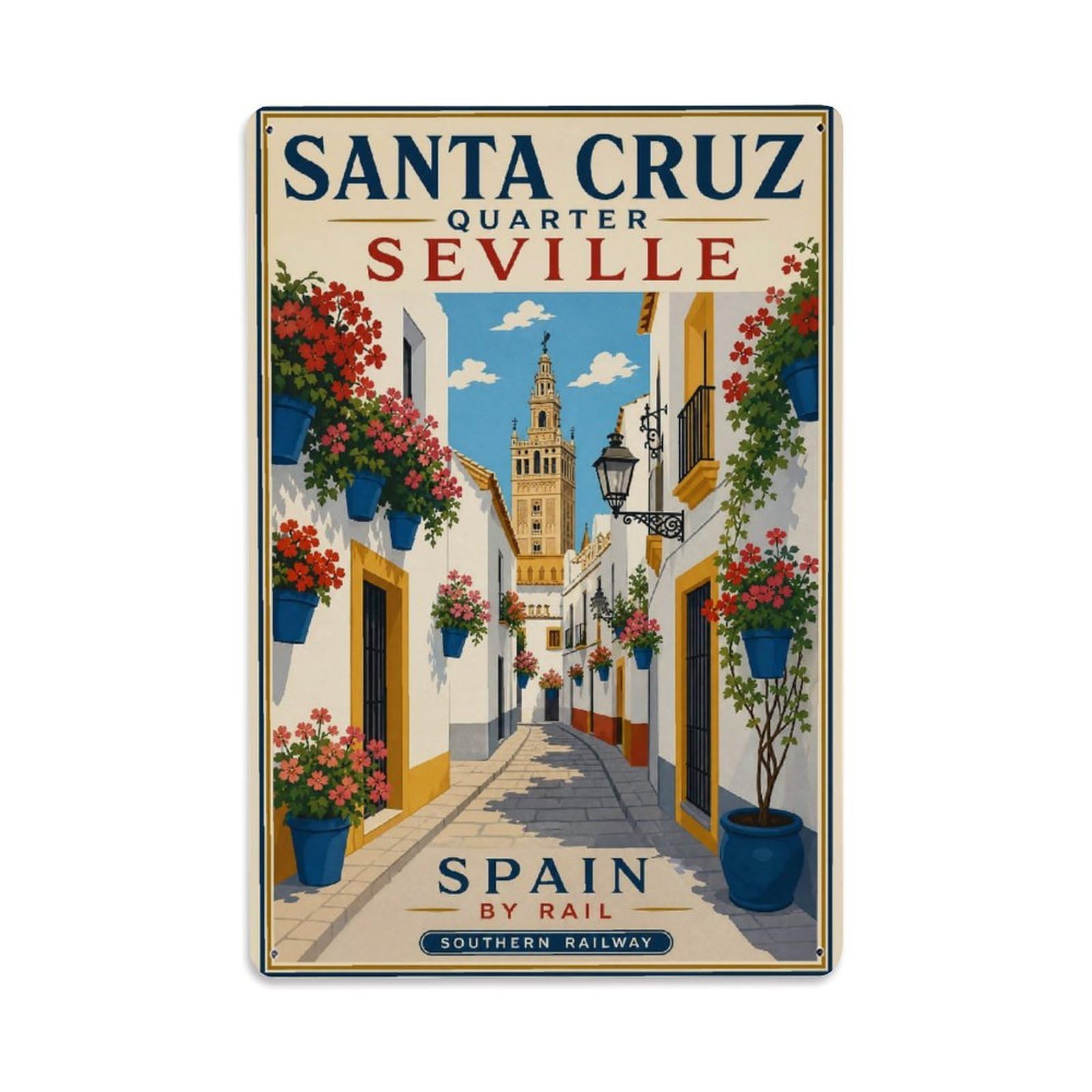 Metal Tin Sign Vintage Travel Santa Cruz Spain