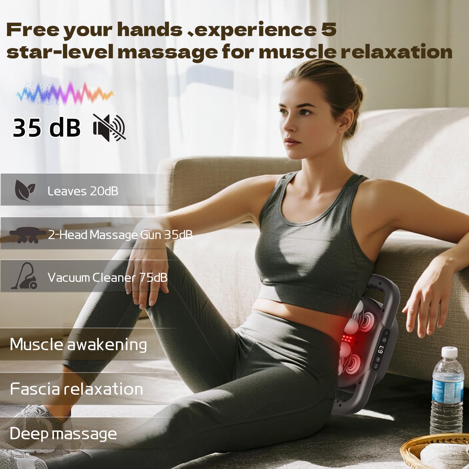 Massagepistole mit 12 Kopfen, Tiefengewebe mit 9 Stufen und 9 Modi, schnurloses elektrisches Percussion-Massagegerät für Rücken, Nacken, Schulter, Hand, Beine, Fuß, Ganzkörpermuskulatur