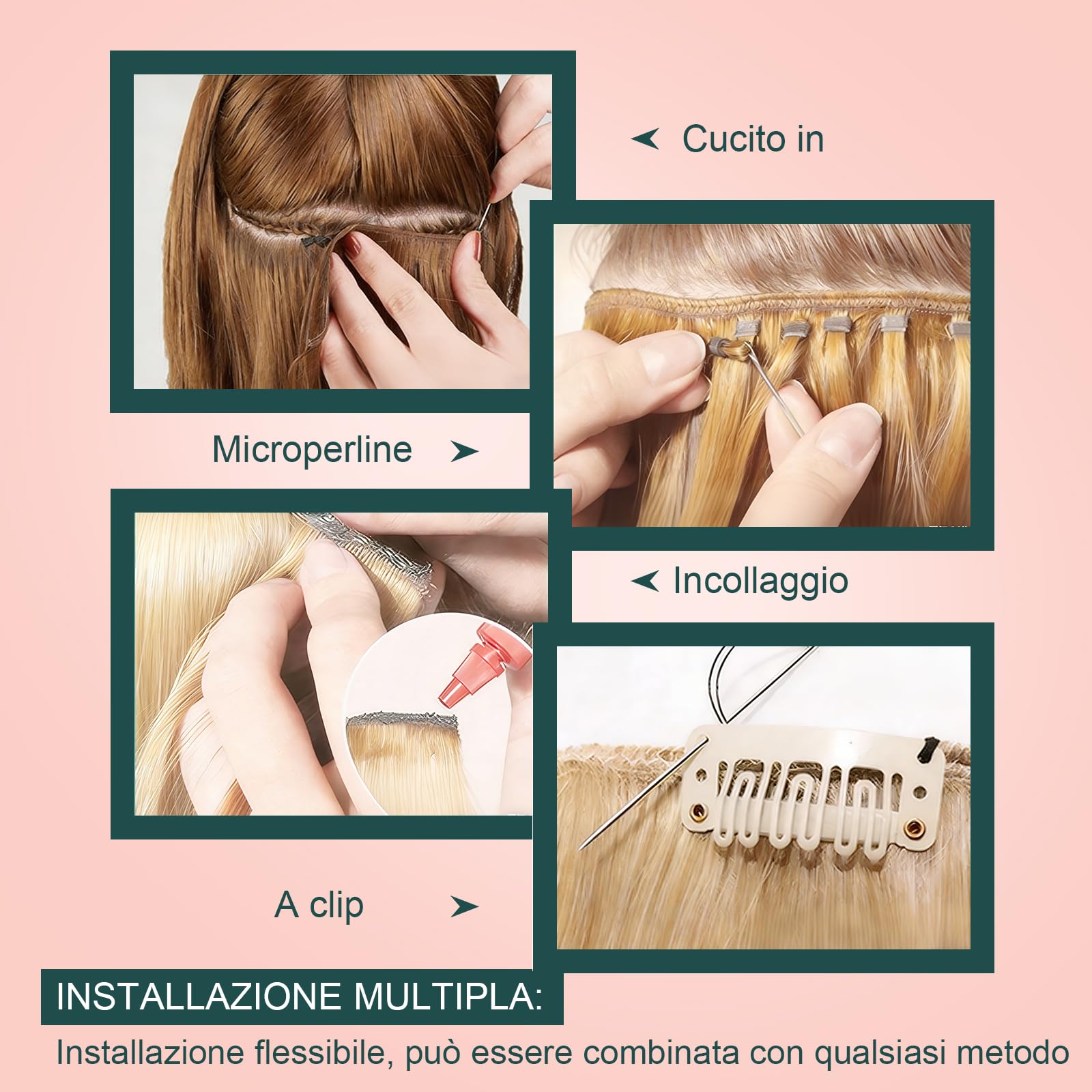 Easyouth Extension Capelli Veri Tessitura Marrone Balayage Extensions Capelli Umani Double Weft Ombre Marrone Scuro Medio Extension Human Hair Tessitura Lisci #2/8/2 35cm 70g