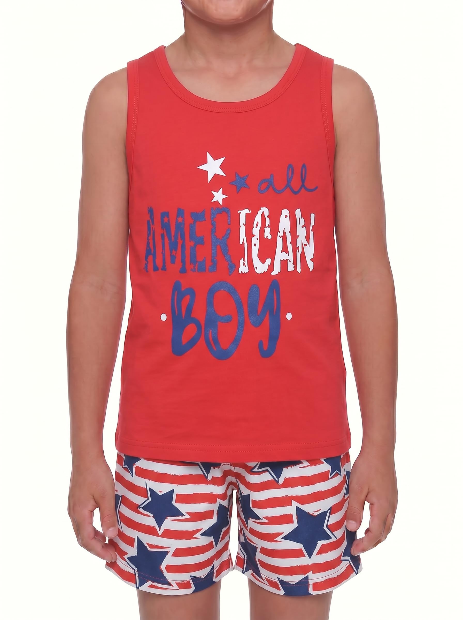Unique Baby Boys American Boy 4th of July 2pc Tank Shorts Set