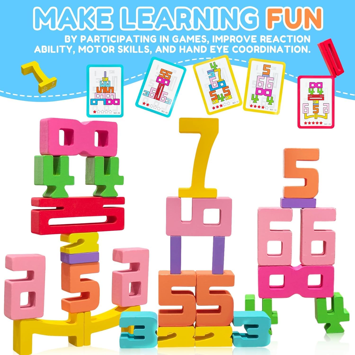 Number Blocks Competition Snapklik.com : Podafu 20Pcs Wooden Number Building Blocks, Digital ...