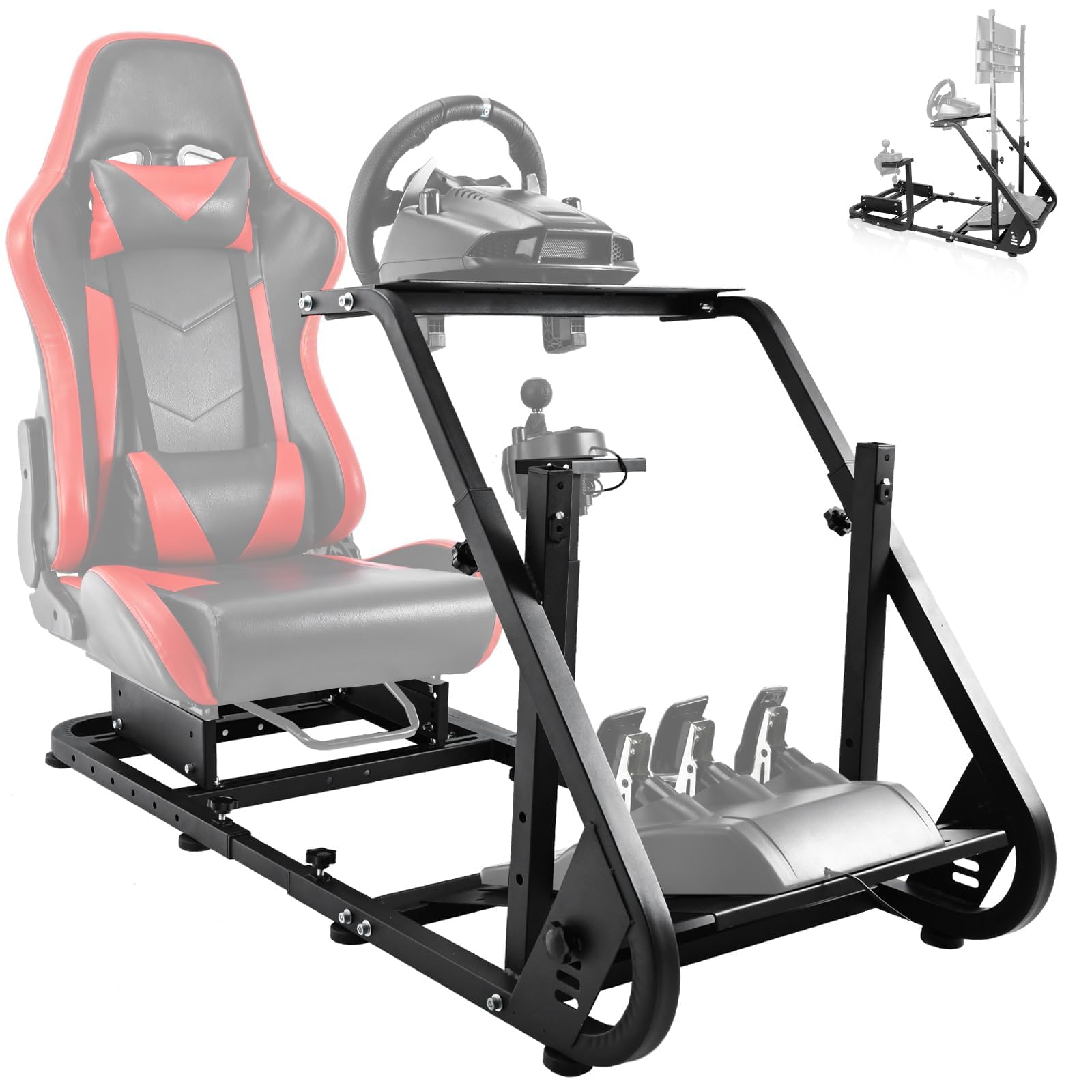 Hottoby G29 Simulador de conducción Cabina Soporte de rueda de carreras para Logitech G25 G27 G920 Gaming Fame Racing Wheel Shifter Pedales de asiento no incluido
